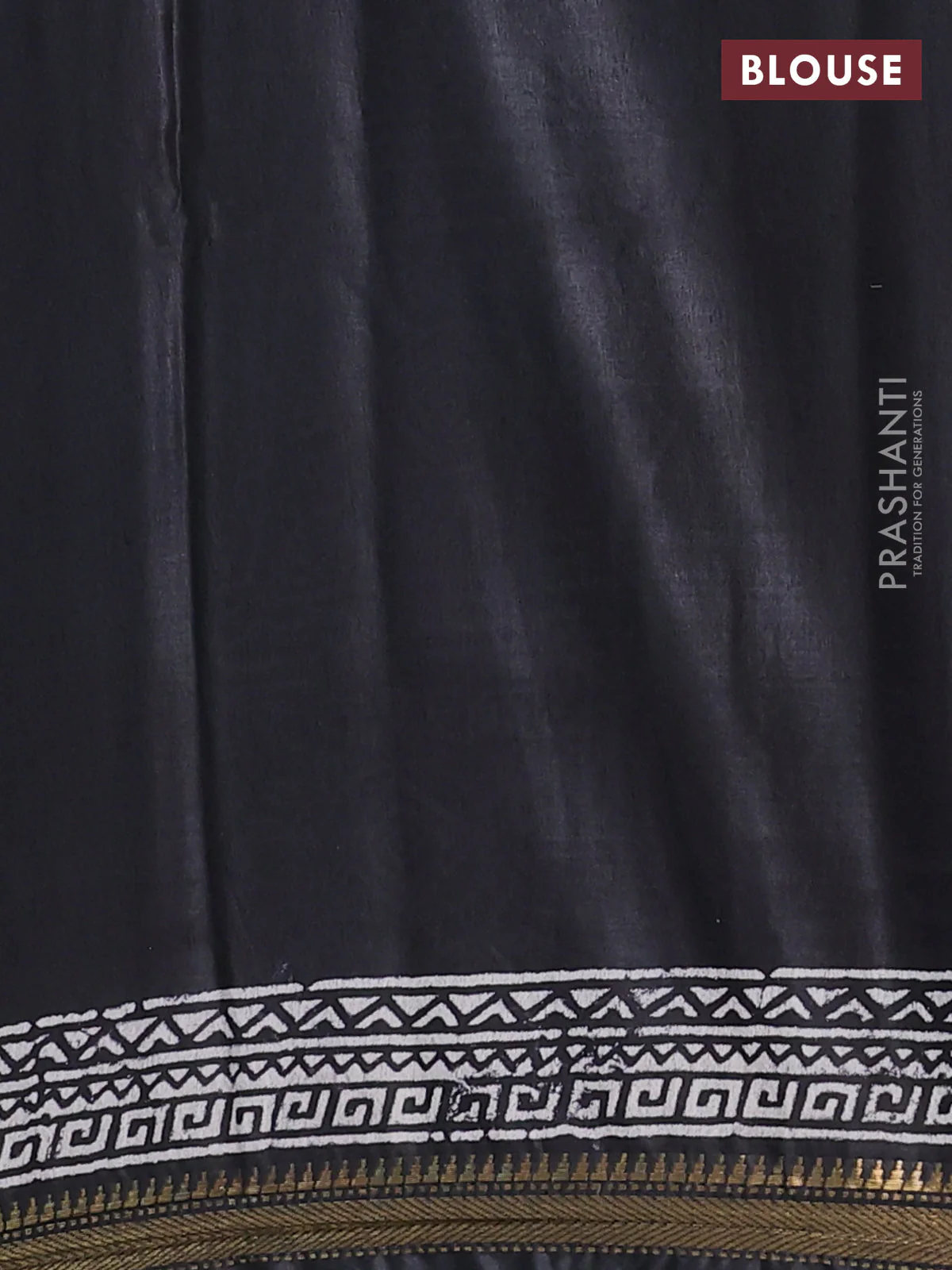 Semi bhagalpuri saree black with allover prints and zari woven border - Image 4