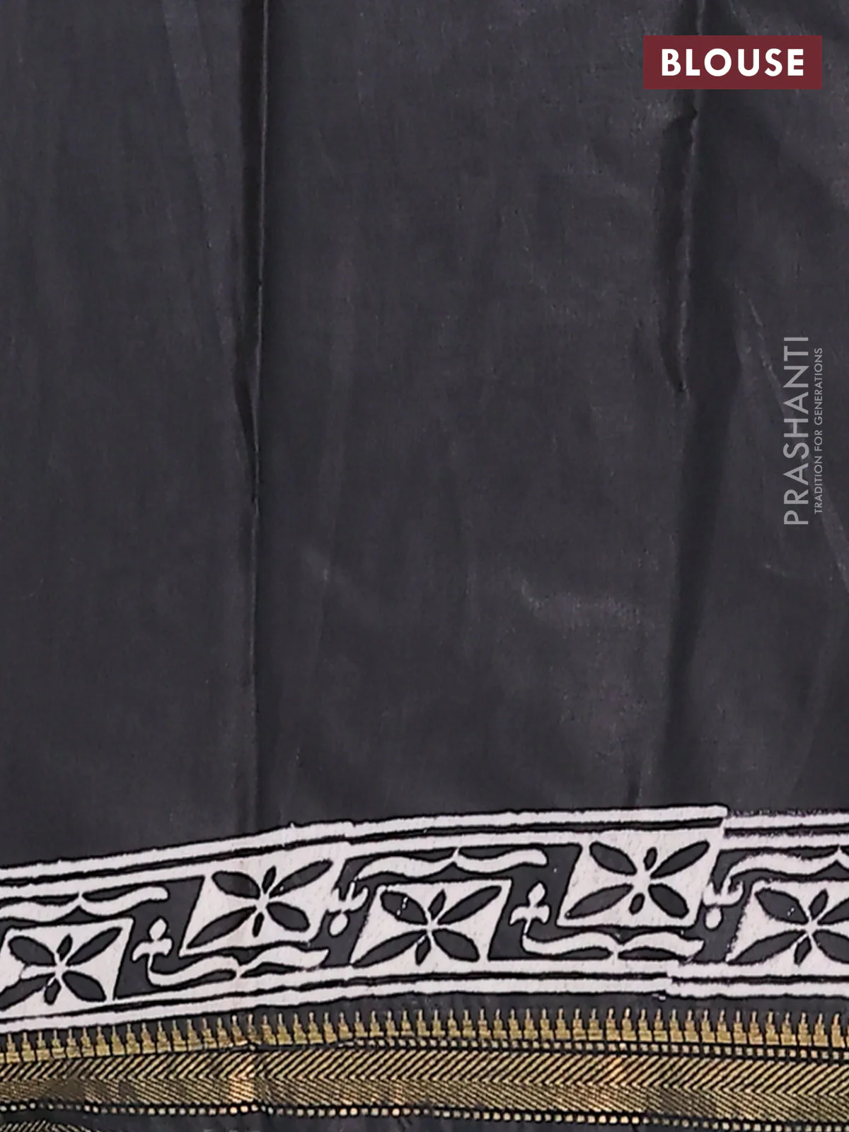 Semi bhagalpuri saree black with allover prints and zari woven border - Image 4