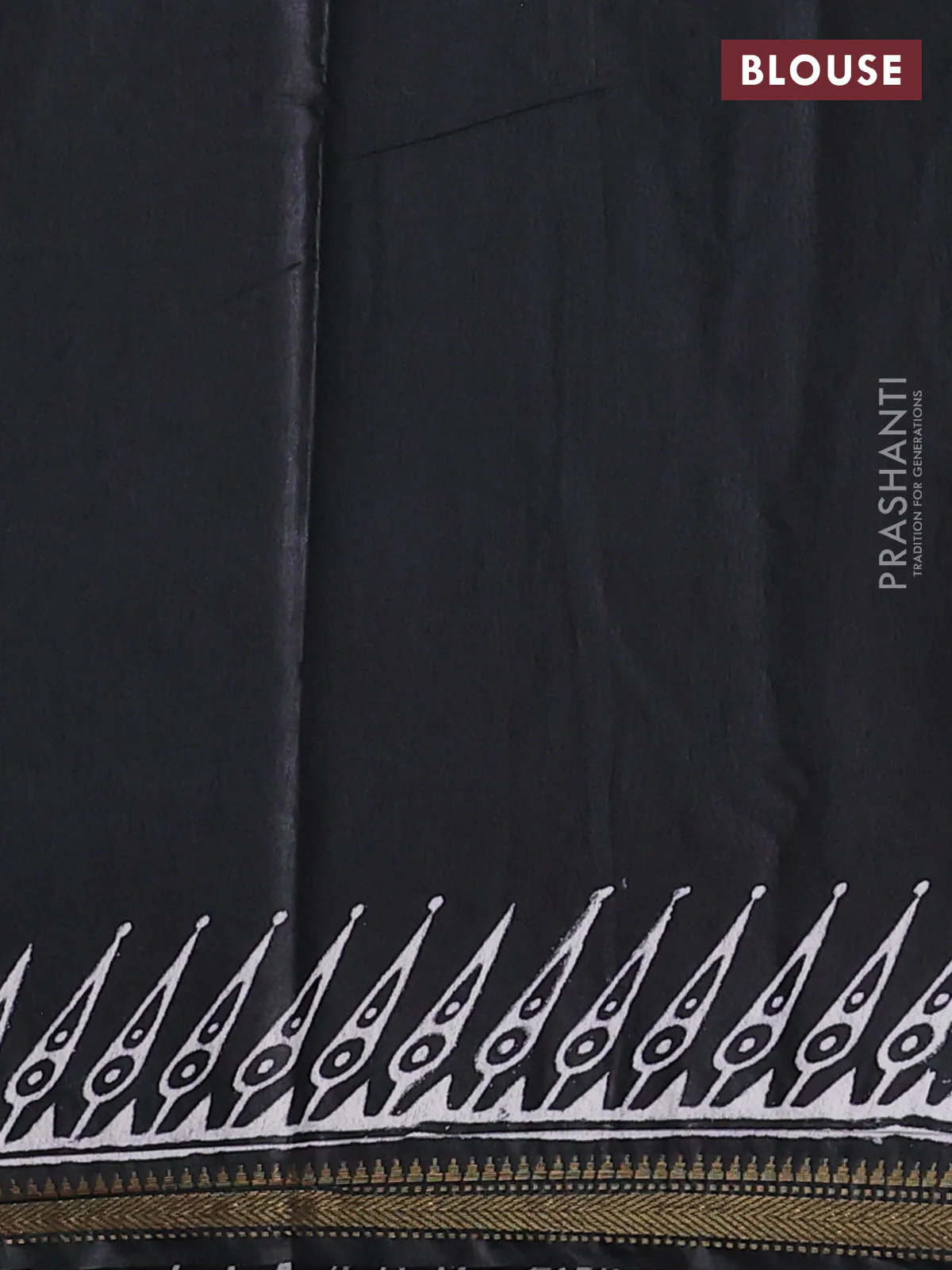 Semi bhagalpuri saree black with allover prints and zari woven border - Image 4