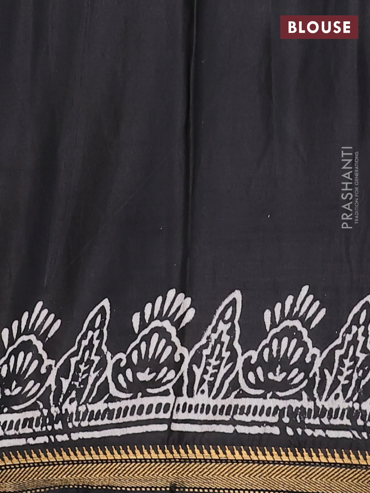 Semi bhagalpuri saree black with allover prints and zari woven border - Image 4