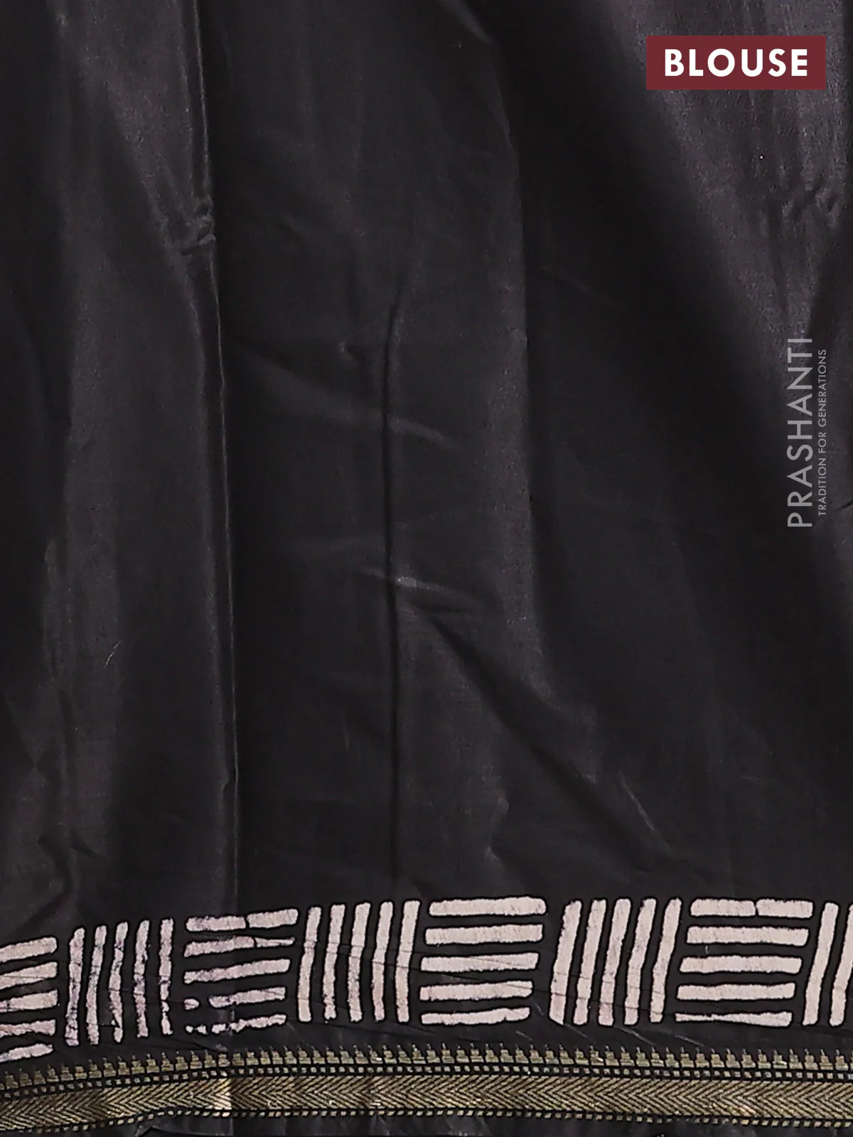 Semi bhagalpuri saree black with allover prints and zari woven border - Image 4