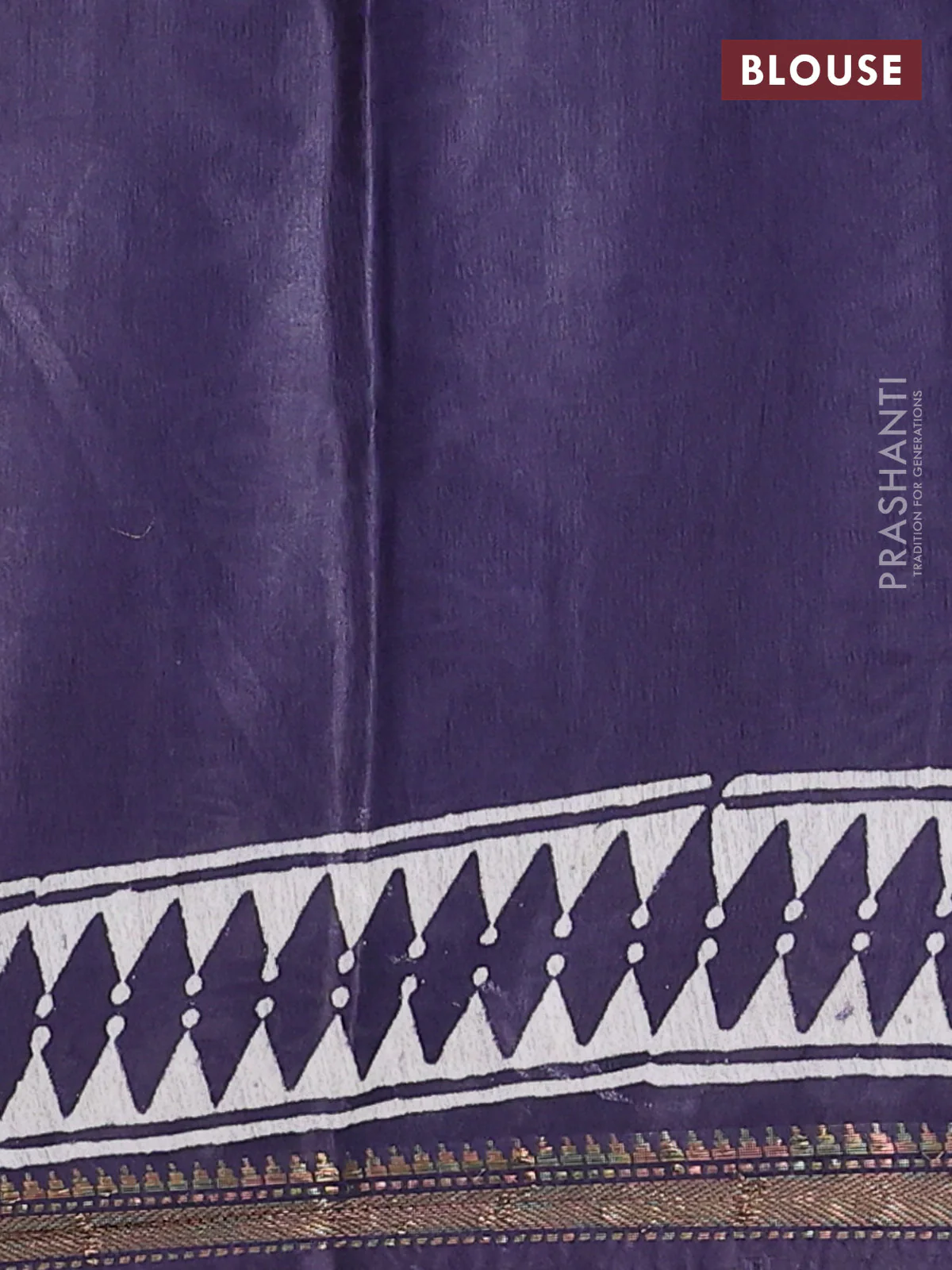 Semi bhagalpuri saree deep jamun with allover prints and zari woven border - Image 4