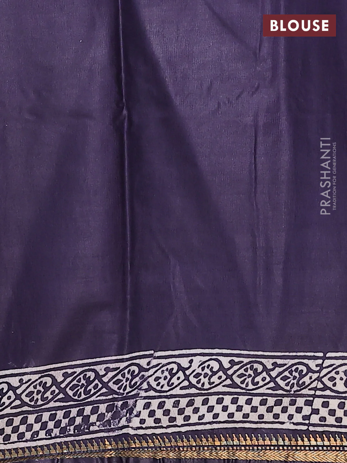 Semi bhagalpuri saree deep jamun with allover prints and zari woven border - Image 4