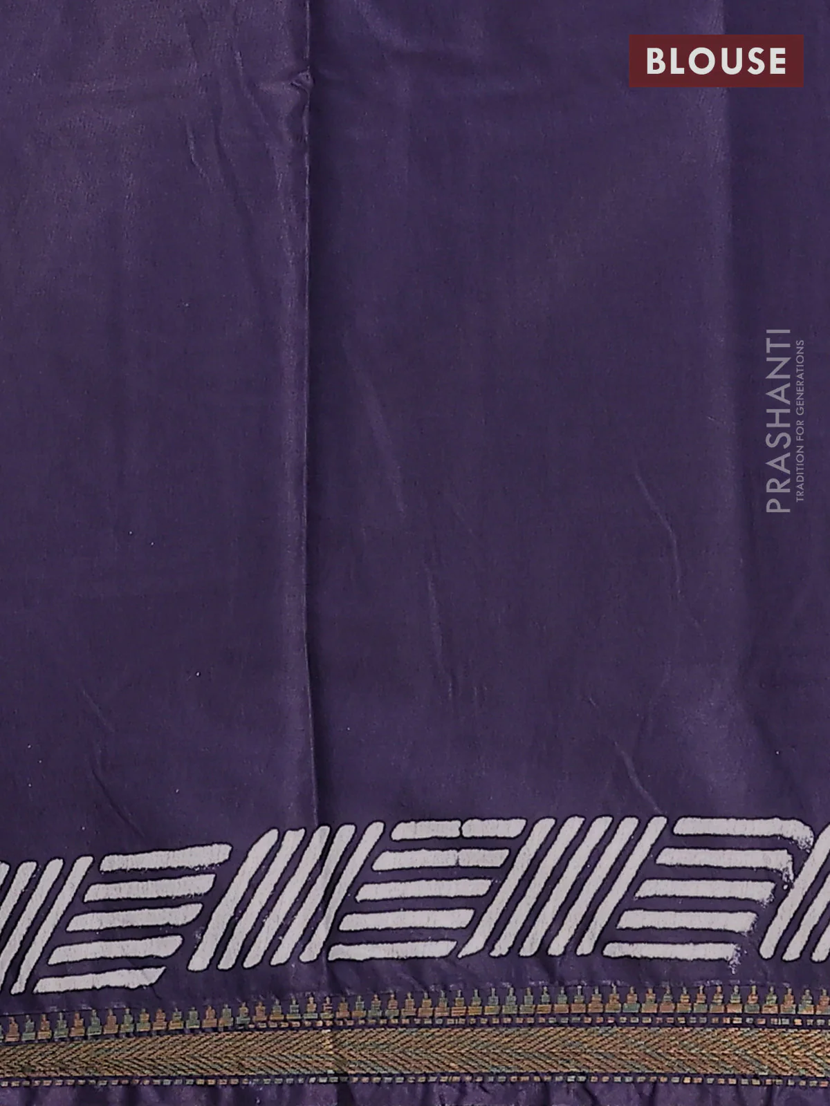 Semi bhagalpuri saree deep jamun with allover prints and zari woven border - Image 4