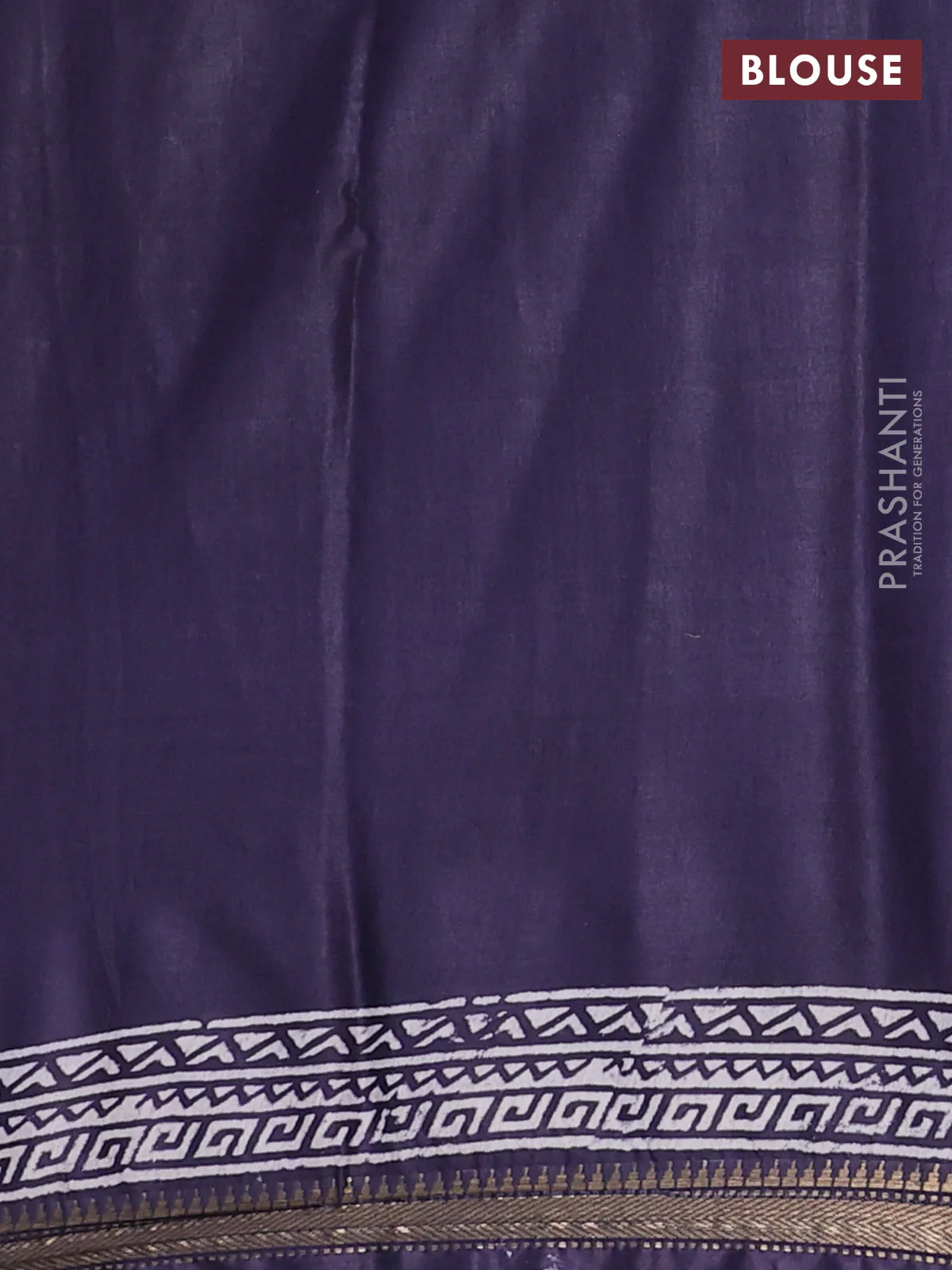 Semi bhagalpuri saree deep jamun with allover prints and zari woven border - Image 4