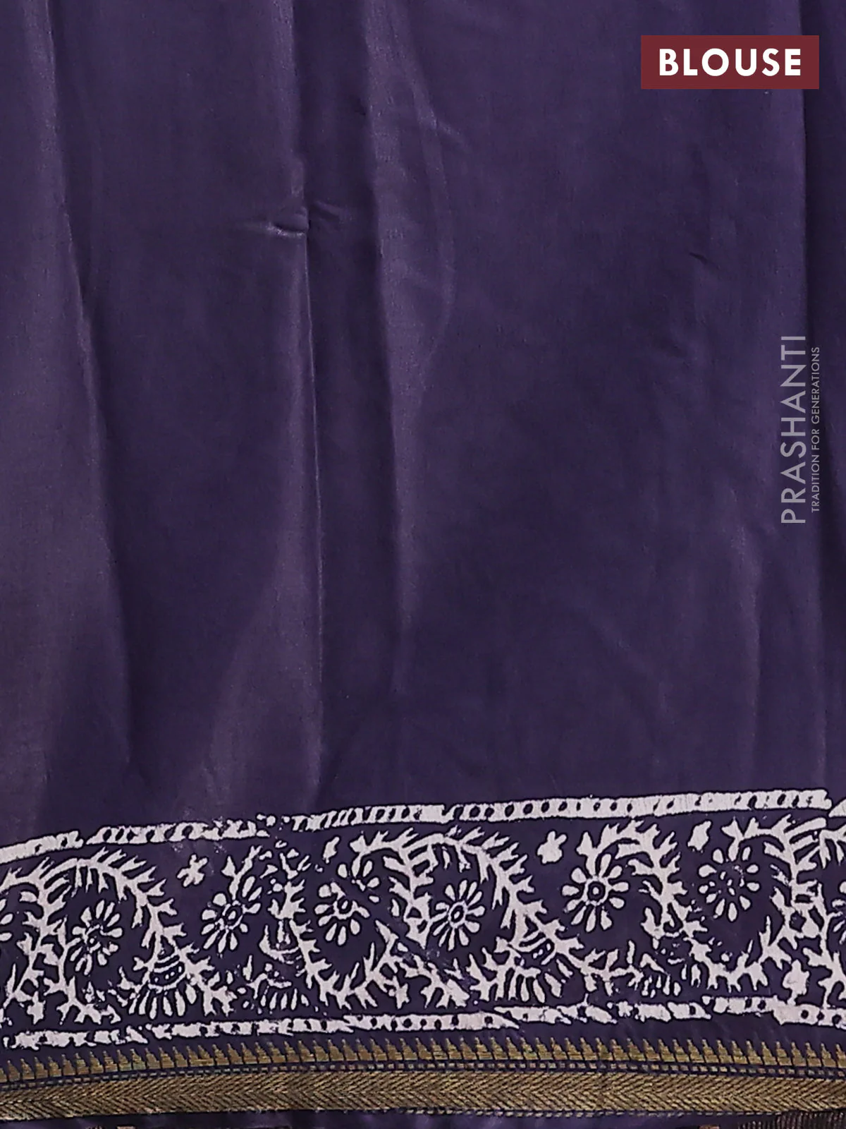 Semi bhagalpuri saree deep jamun with allover prints and zari woven border - Image 4