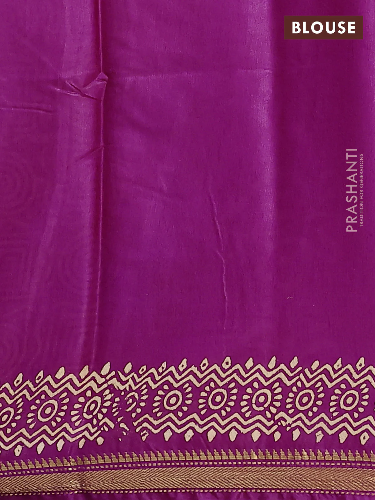 Semi bhagalpuri saree deep purple with allover prints and zari woven border - Image 4