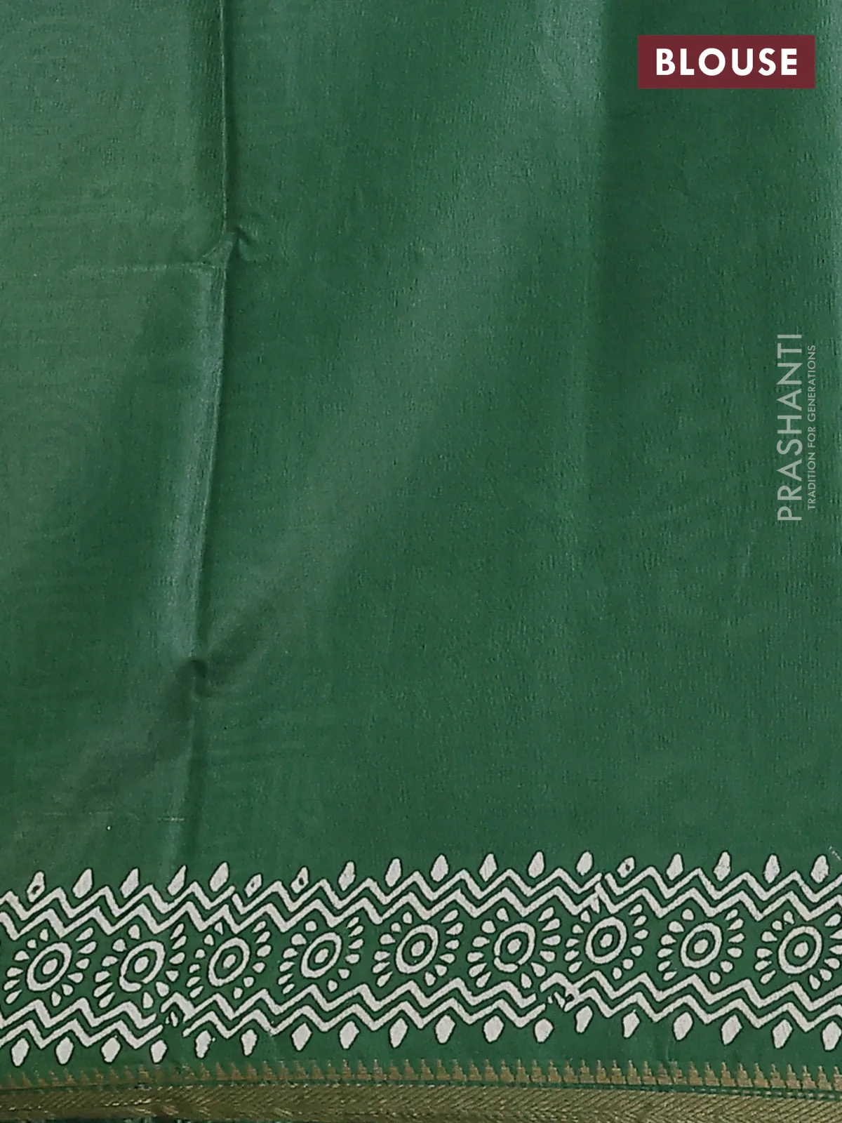 Semi bhagalpuri saree green with allover prints and zari woven border - Image 4