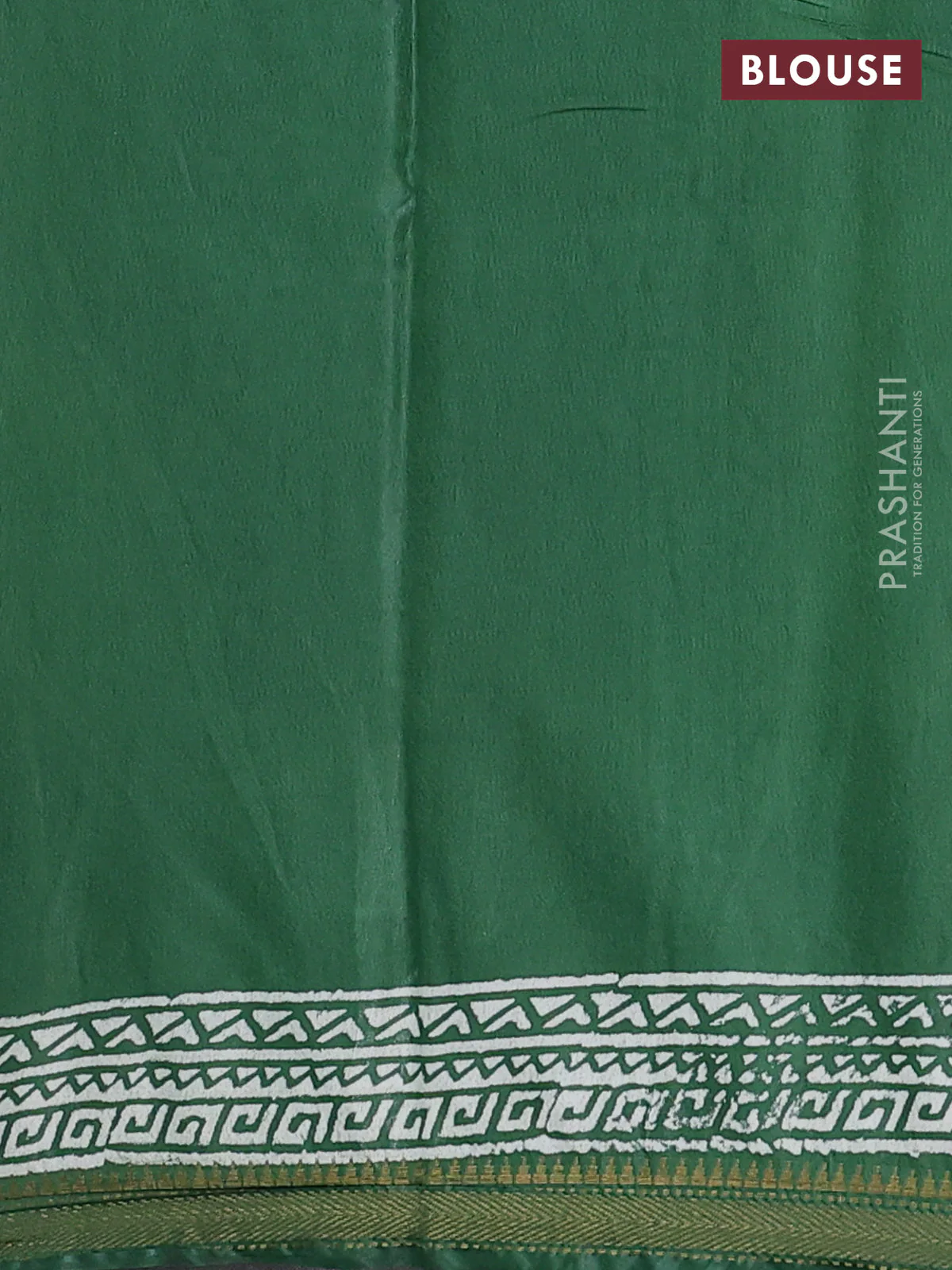 Semi bhagalpuri saree green with allover prints and zari woven border - Image 4