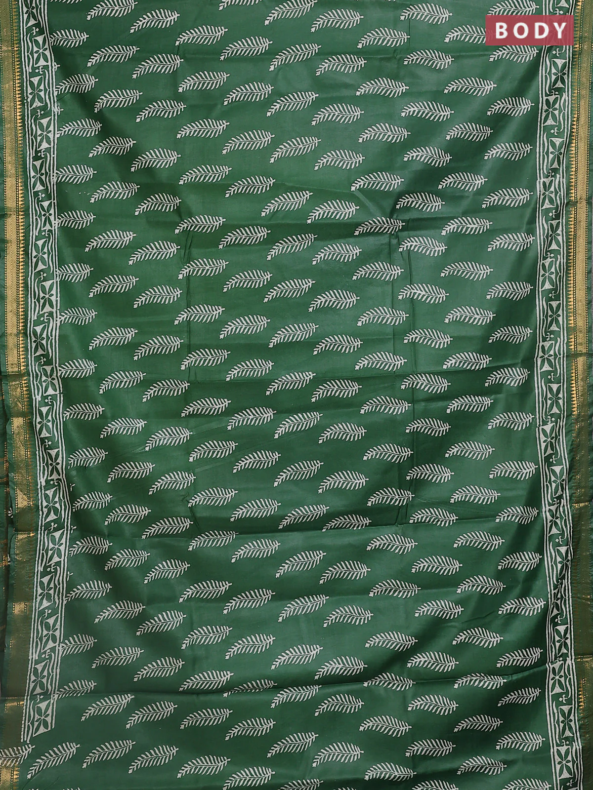 Semi bhagalpuri saree green with allover prints and zari woven border - Image 2