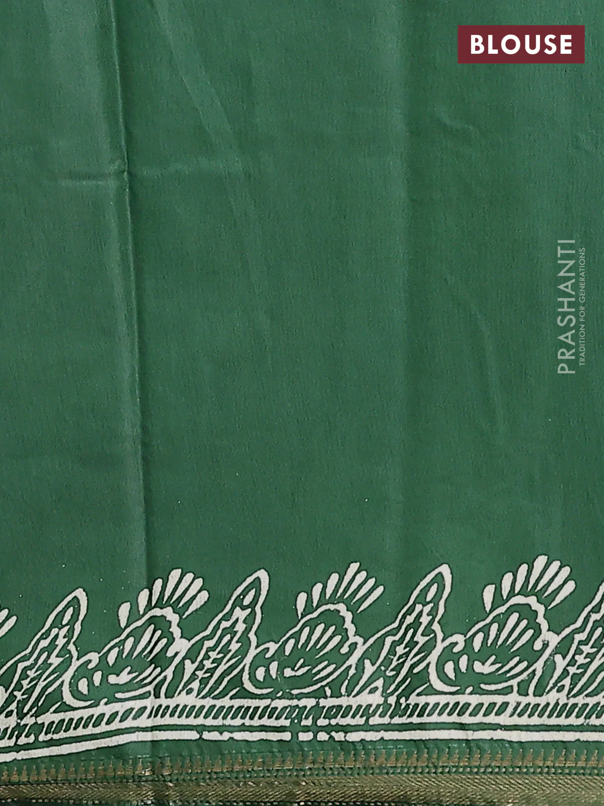 Semi bhagalpuri saree green with allover prints and zari woven border - Image 4