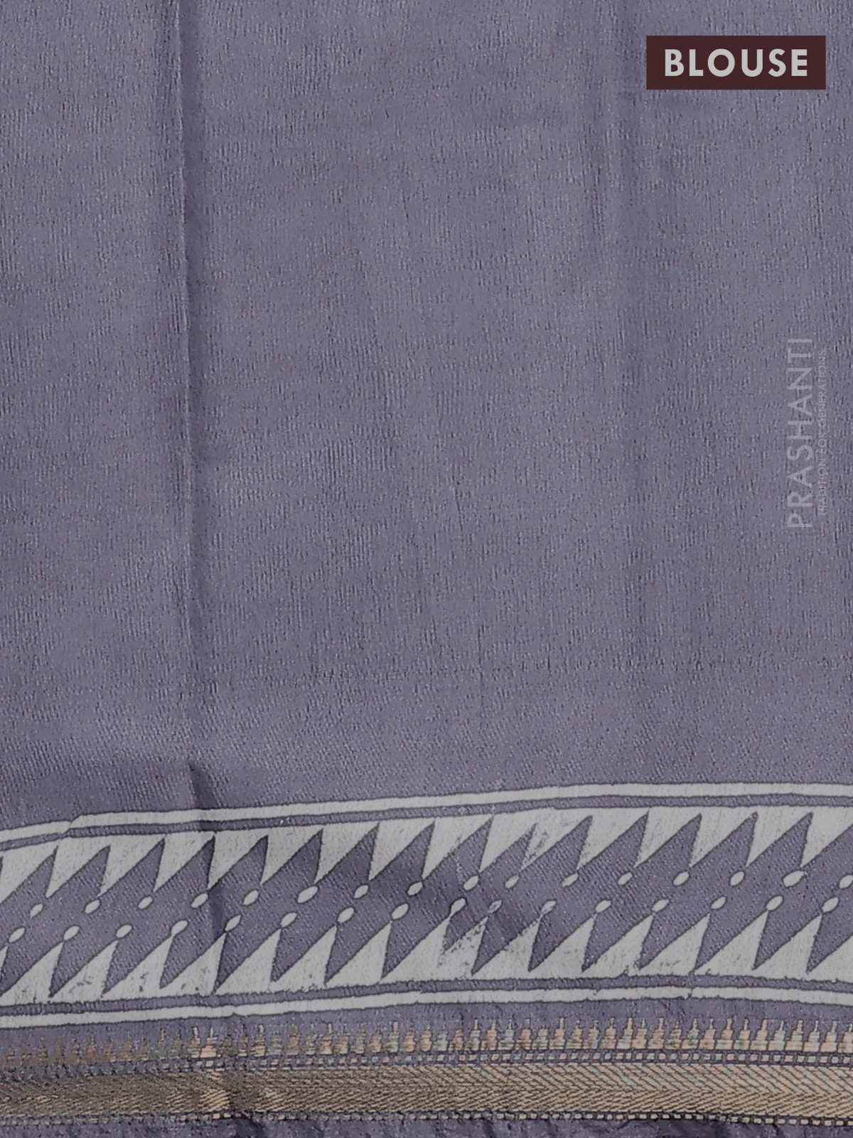Semi bhagalpuri saree grey with allover prints and zari woven border - Image 4