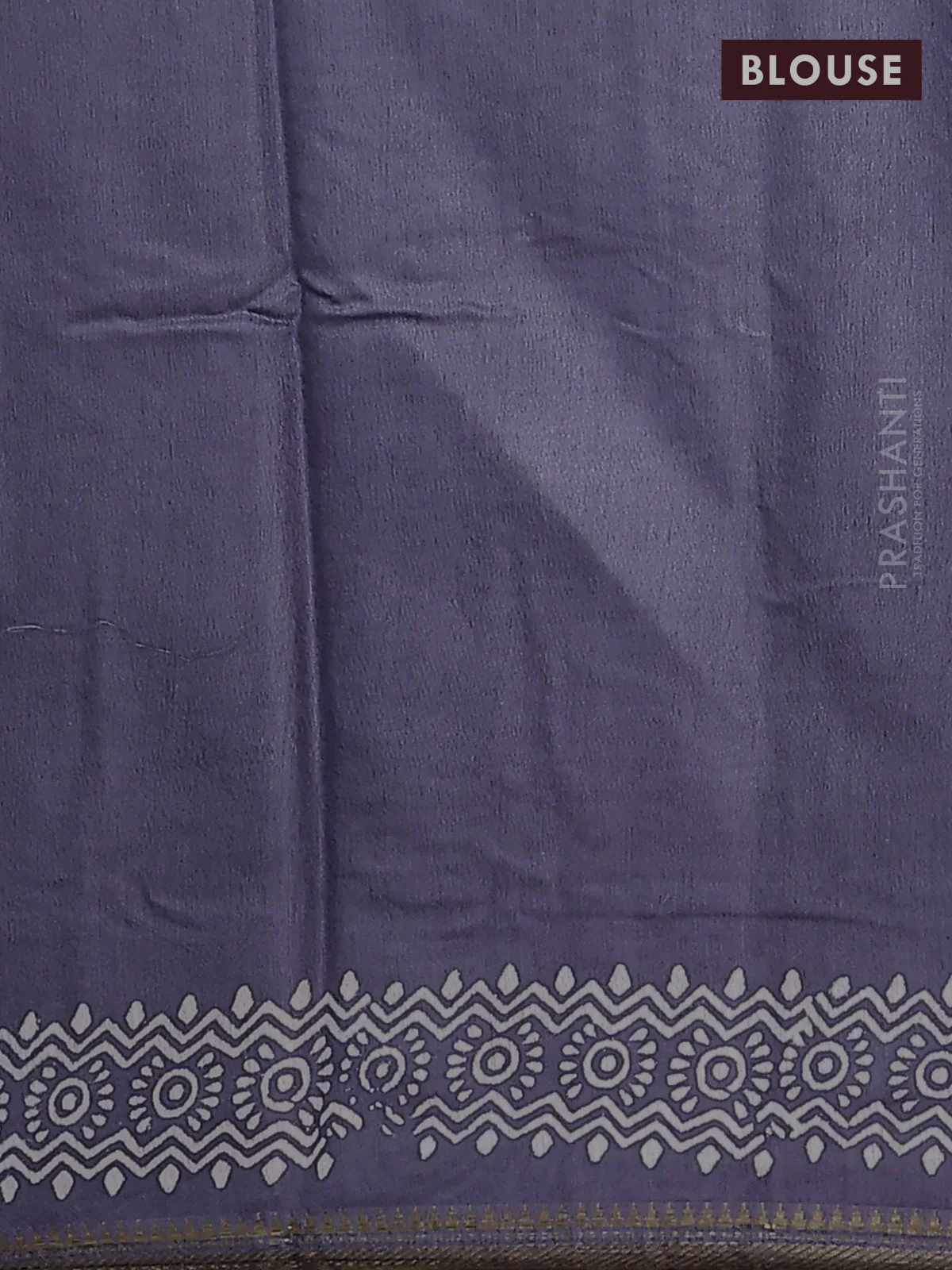 Semi bhagalpuri saree grey with allover prints and zari woven border - Image 4