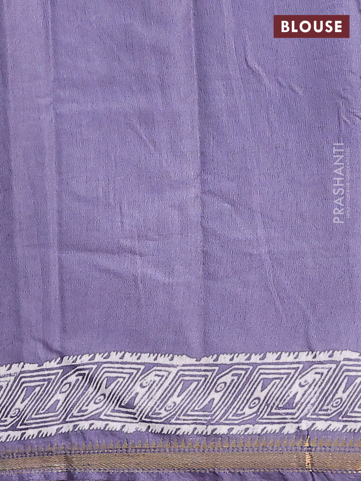 Semi bhagalpuri saree grey with allover prints and zari woven border - Image 4