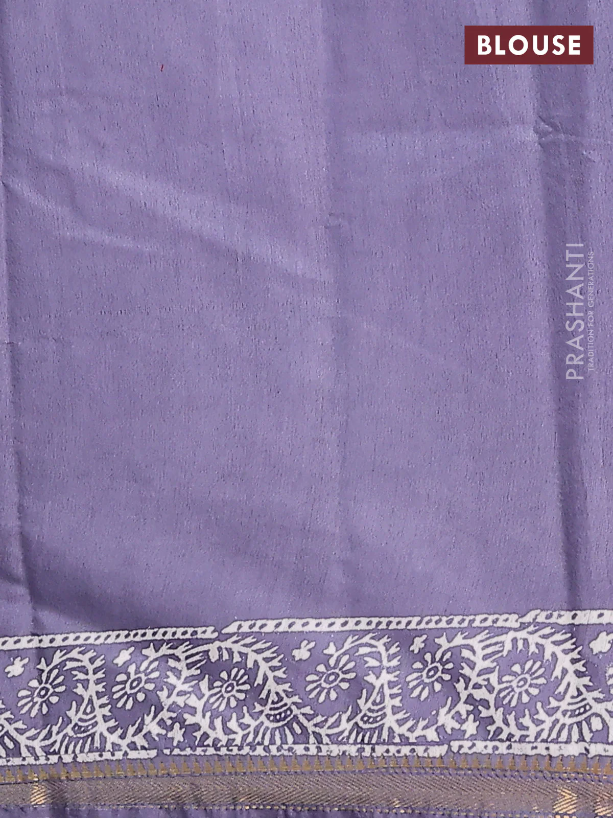 Semi bhagalpuri saree grey with allover prints and zari woven border - Image 4