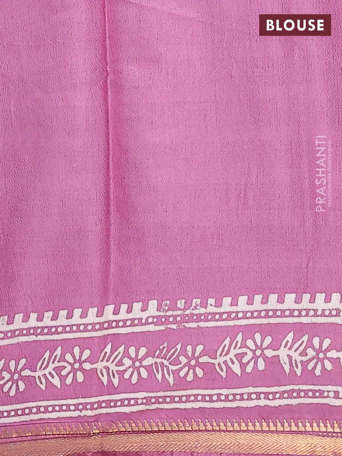 Semi bhagalpuri saree lavender with allover prints and zari woven border - Image 4