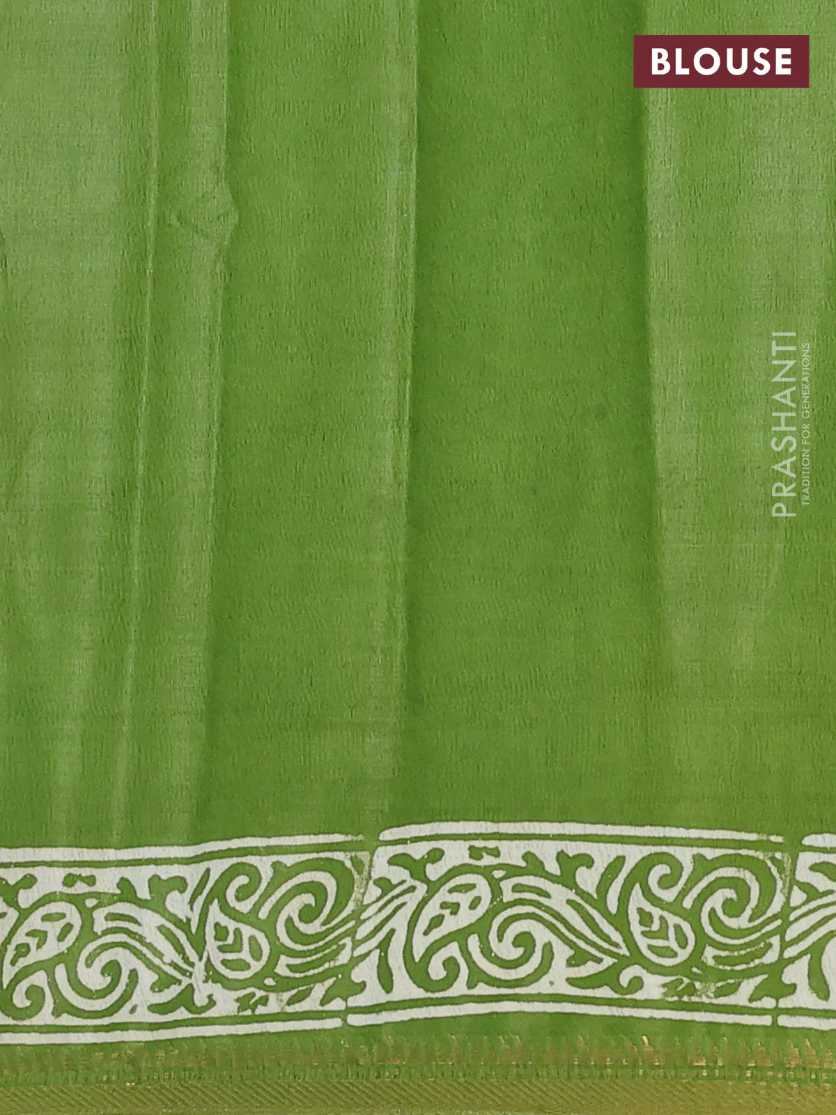 Semi bhagalpuri saree light green with allover prints and zari woven border - Image 4
