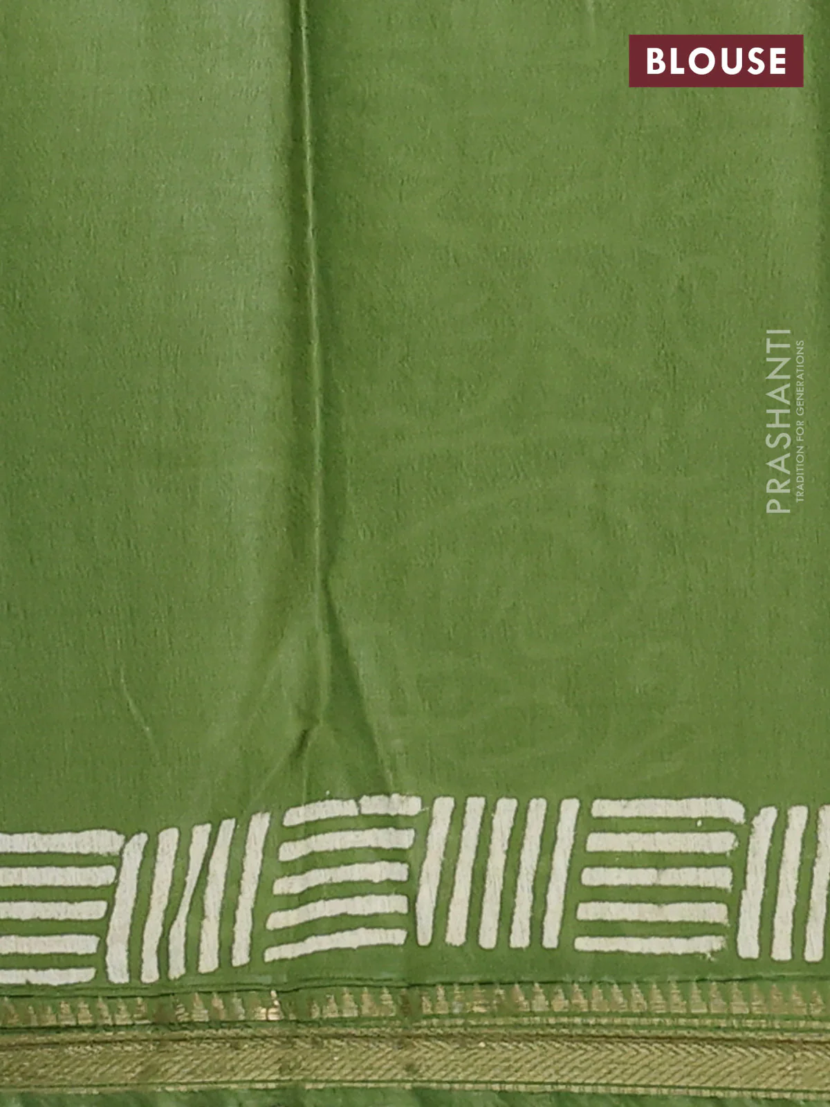 Semi bhagalpuri saree light green with allover prints and zari woven border - Image 4