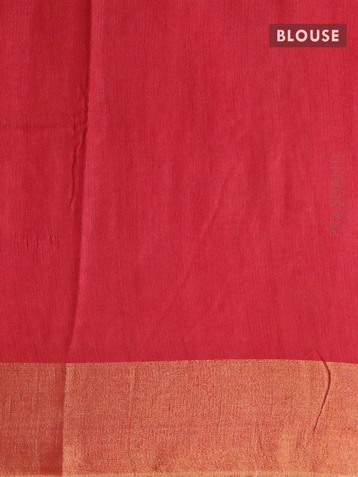 Semi bhagalpuri saree maroon with allover bandhani prints and zari woven border - Image 4