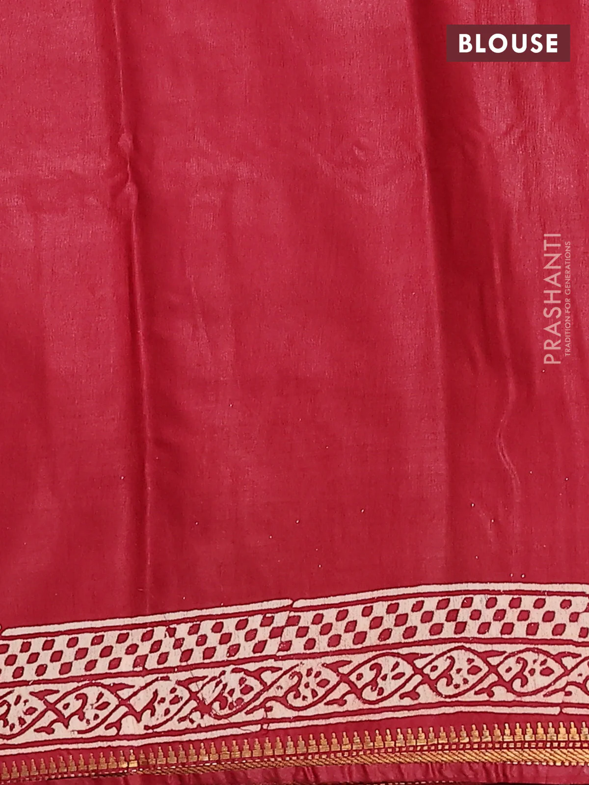 Semi bhagalpuri saree maroon with allover prints and zari woven border - Image 4