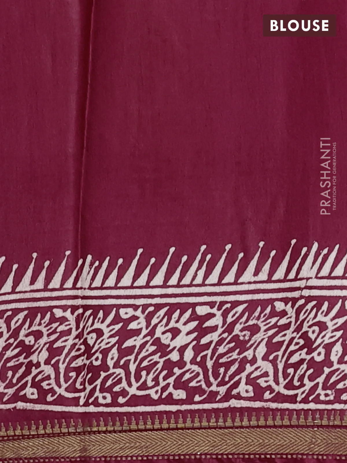 Semi bhagalpuri saree maroon with allover prints and zari woven border - Image 4