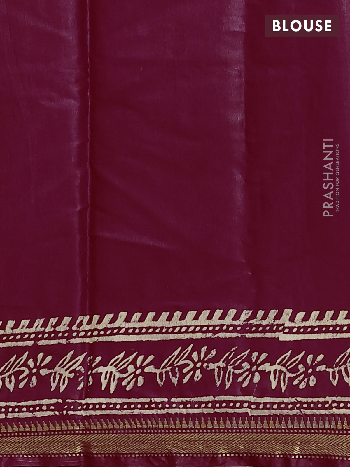 Semi bhagalpuri saree maroon with allover prints and zari woven border - Image 4