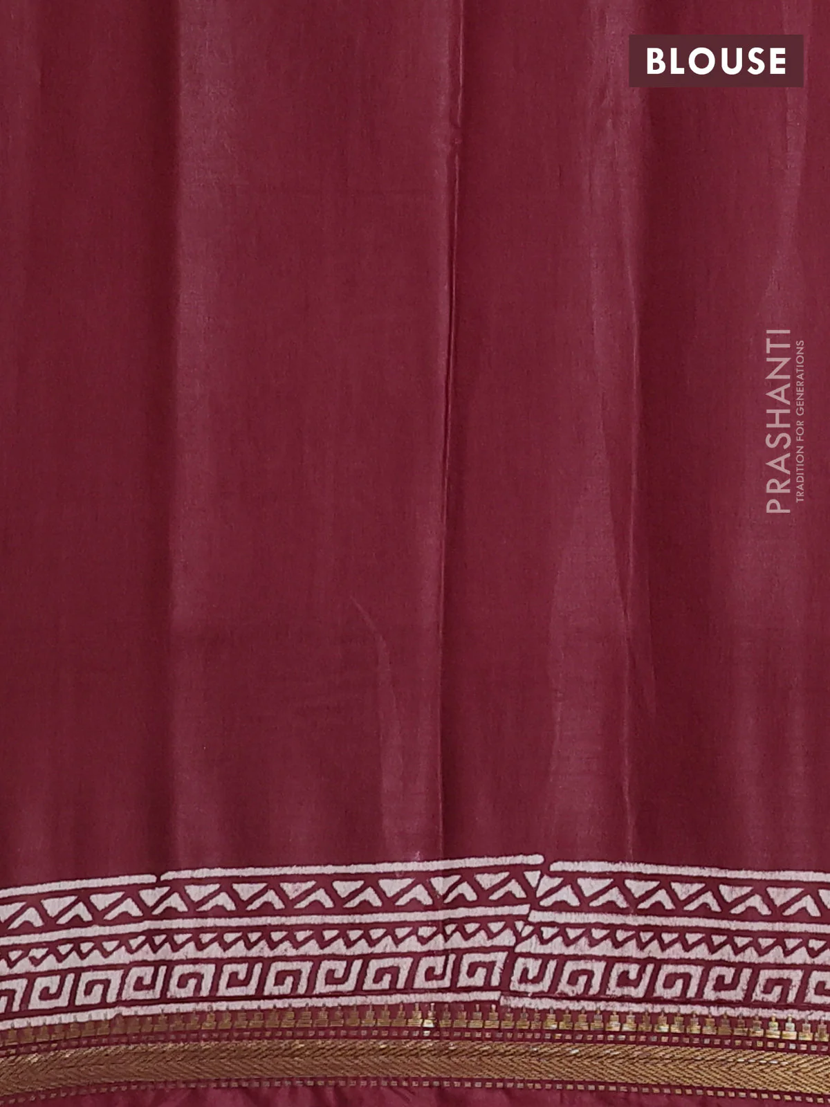 Semi bhagalpuri saree maroon with allover prints and zari woven border - Image 4