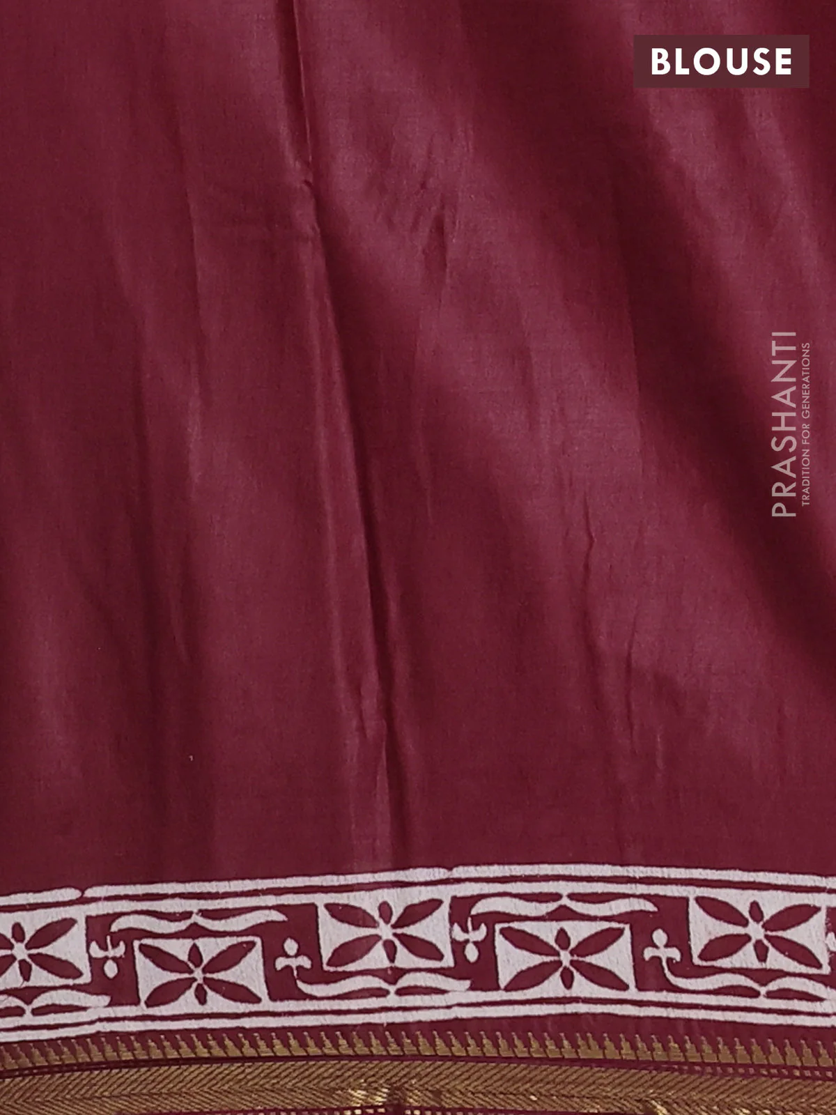Semi bhagalpuri saree maroon with allover prints and zari woven border - Image 4