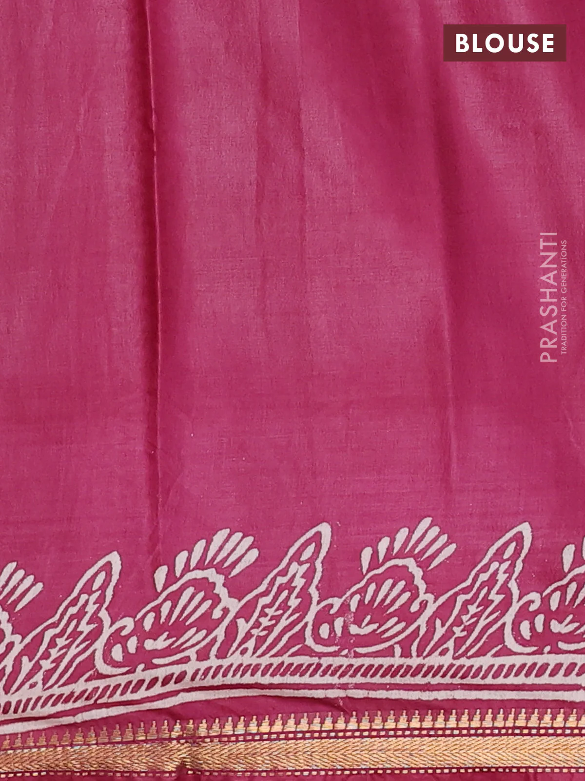 Semi bhagalpuri saree maroon with allover prints and zari woven border - Image 4