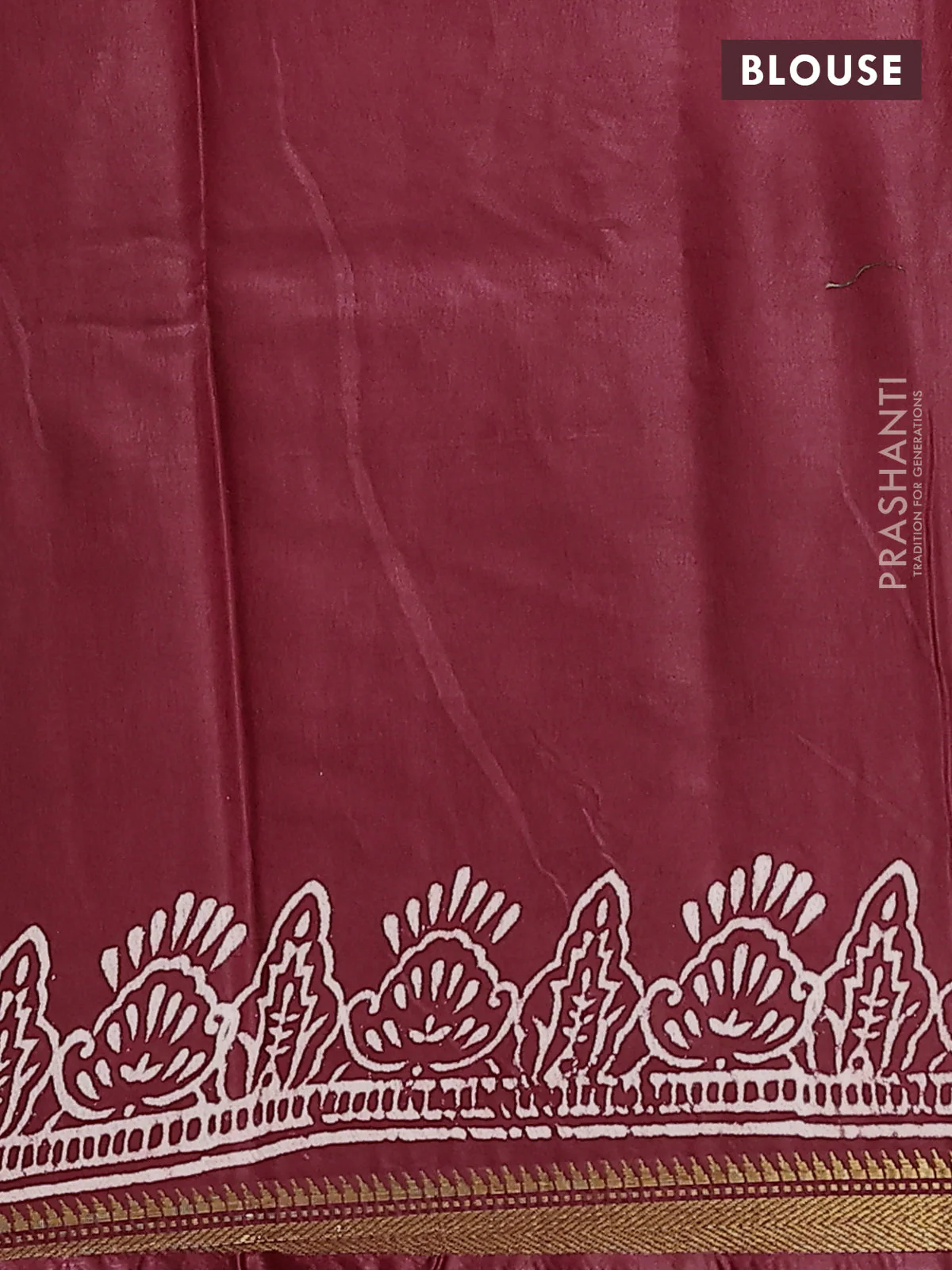 Semi bhagalpuri saree maroon with allover prints and zari woven border - Image 4