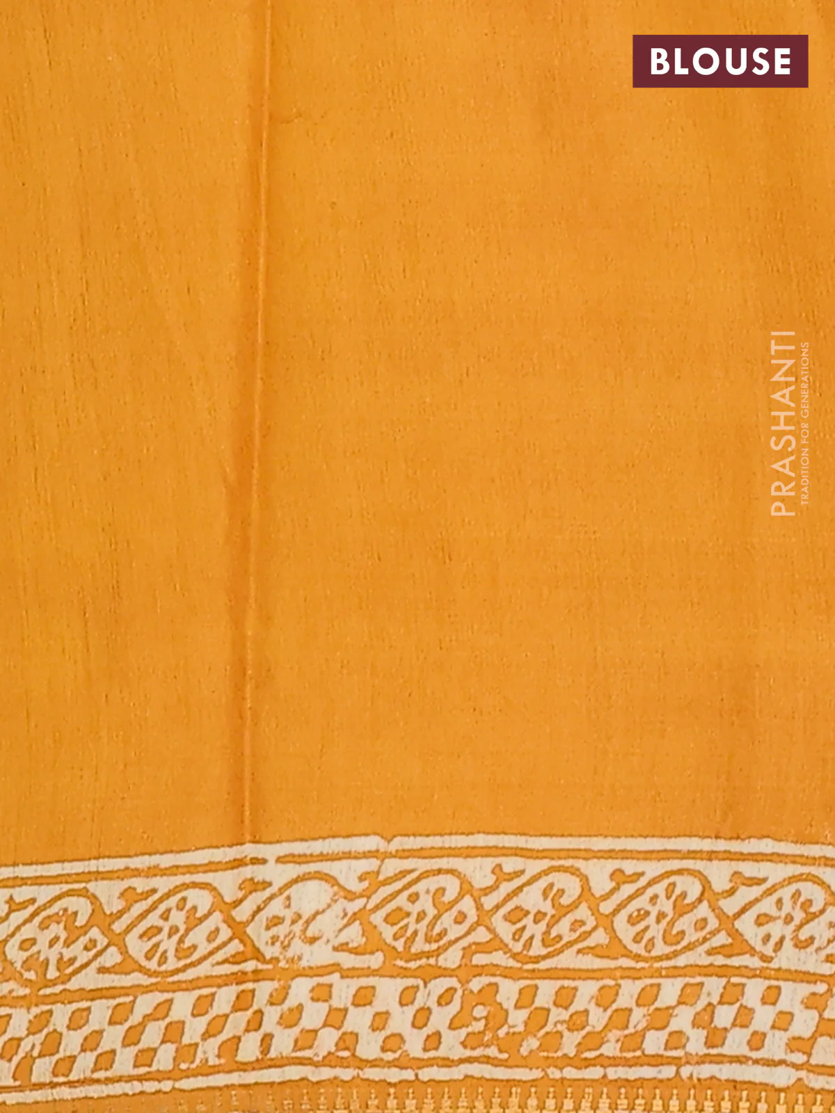 Semi bhagalpuri saree mustard yellow with allover prints and zari woven border - Image 4