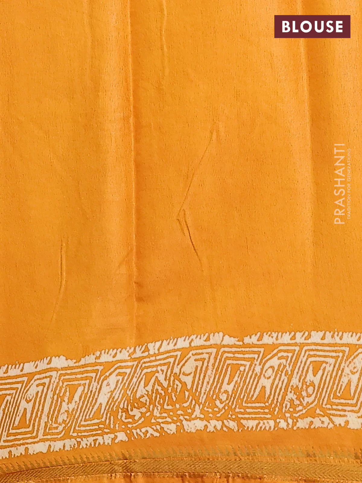 Semi bhagalpuri saree mustard yellow with allover prints and zari woven border - Image 4