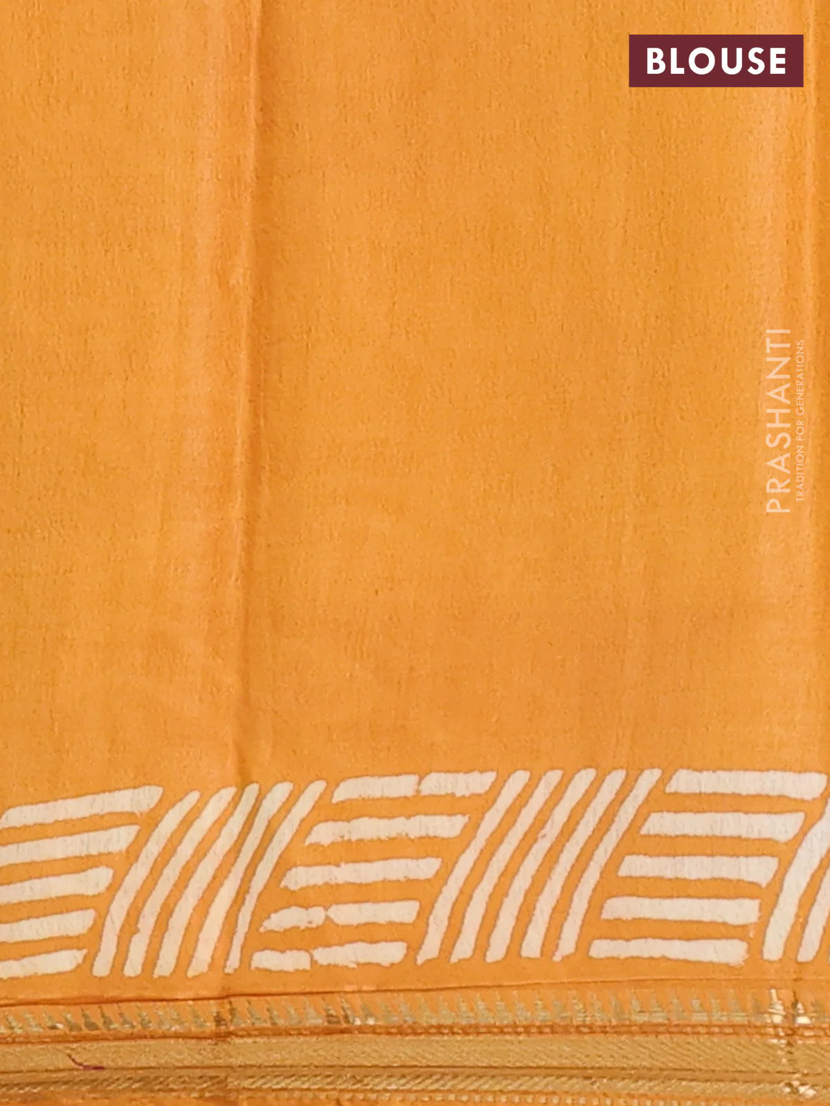 Semi bhagalpuri saree mustard yellow with allover prints and zari woven border - Image 4