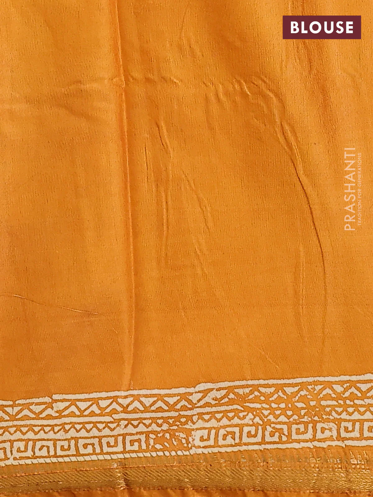 Semi bhagalpuri saree mustard yellow with allover prints and zari woven border - Image 4