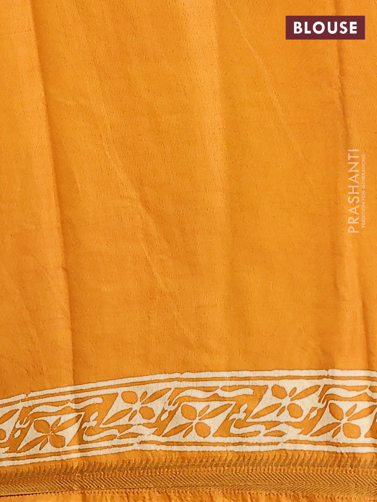 Semi bhagalpuri saree mustard yellow with allover prints and zari woven border - Image 4