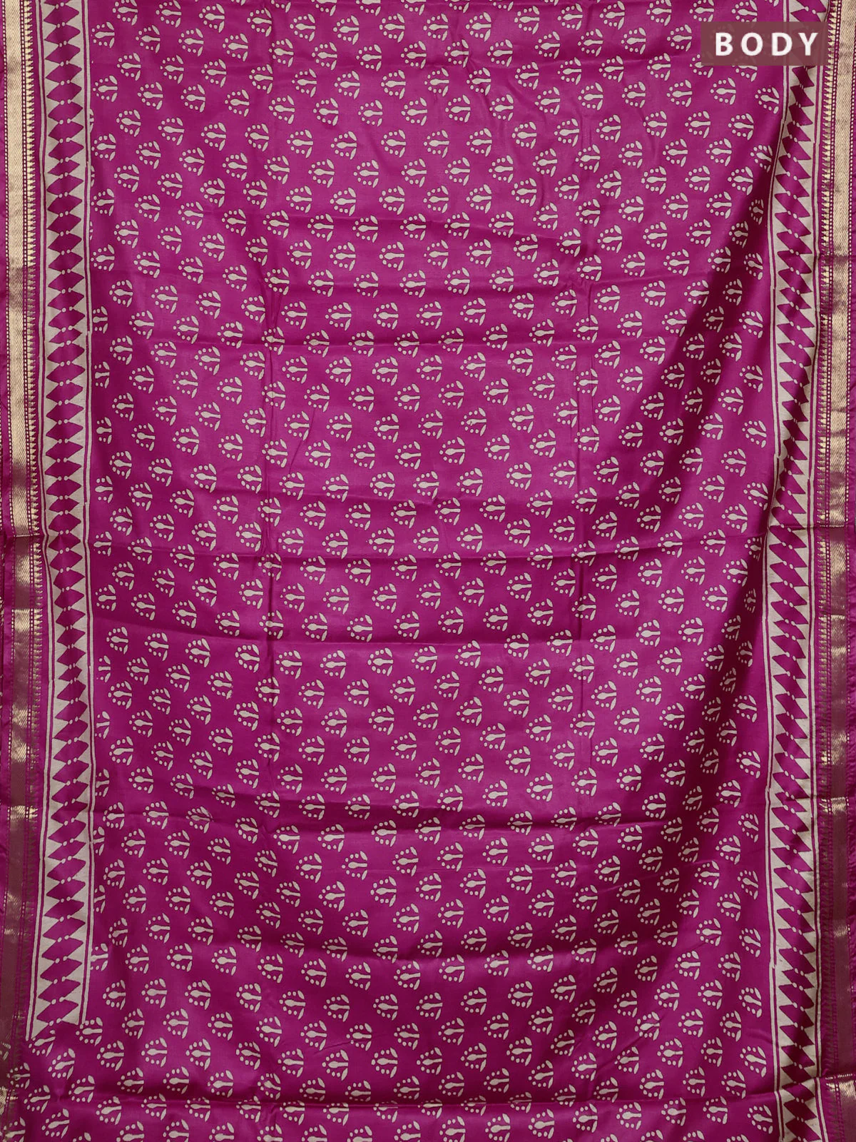 Semi bhagalpuri saree pink with allover prints and zari woven border - Image 2
