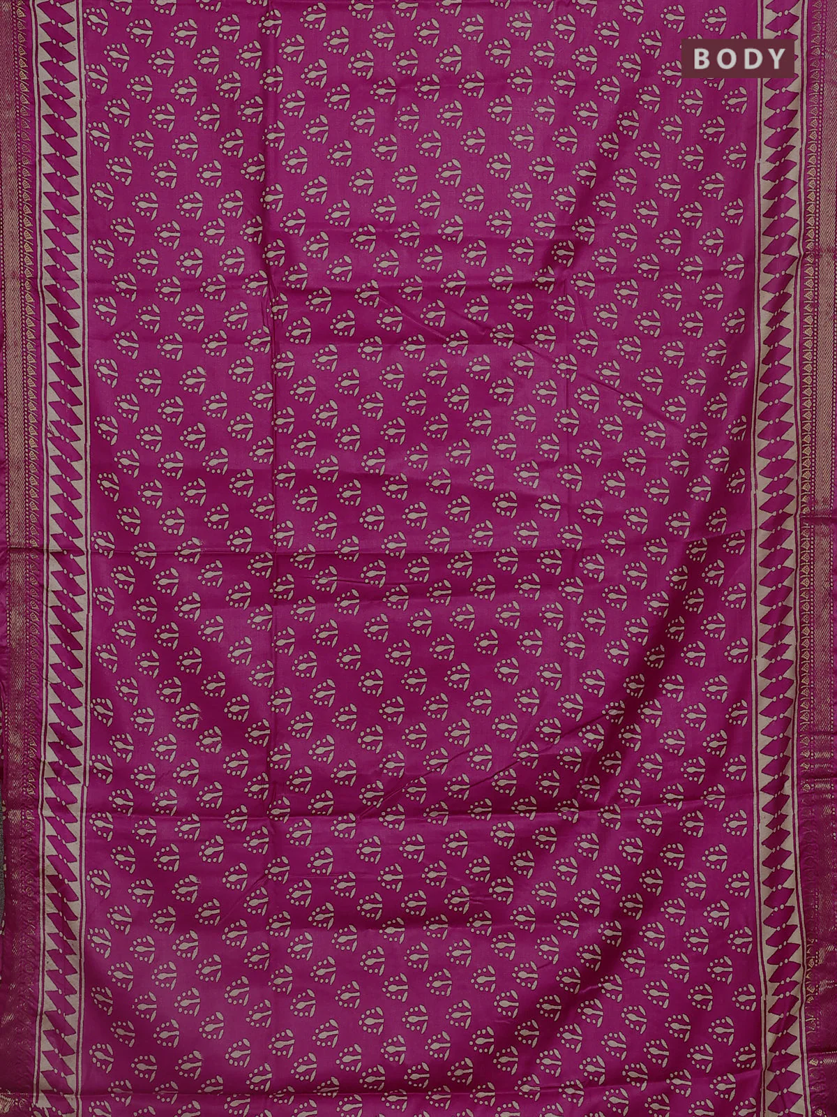 Semi bhagalpuri saree pink with allover prints and zari woven border - Image 2