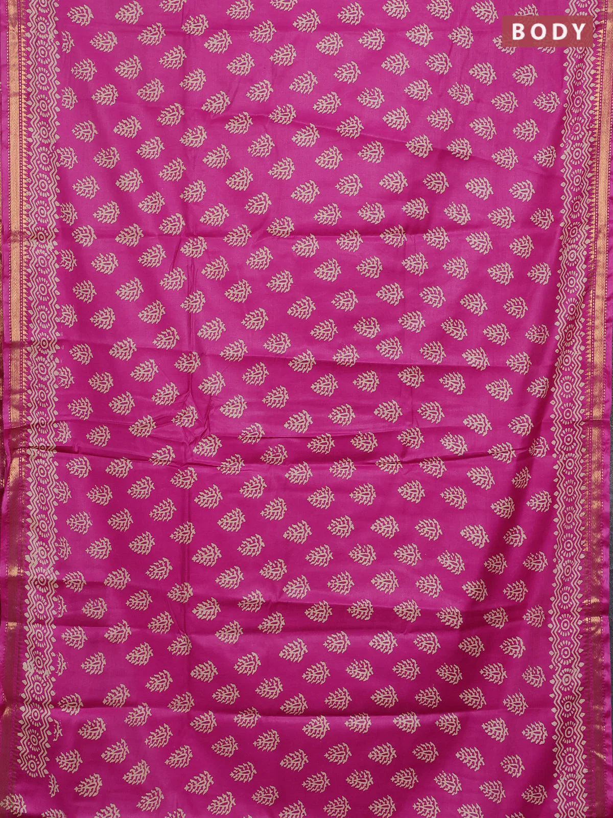 Semi bhagalpuri saree pink with allover prints and zari woven border - Image 2