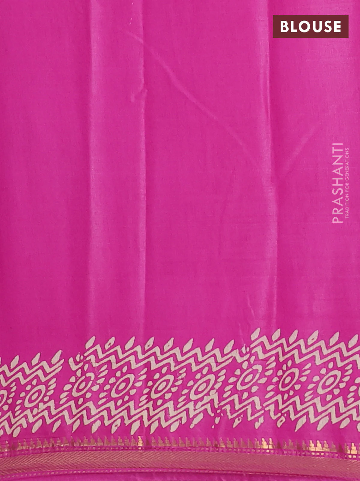 Semi bhagalpuri saree pink with allover prints and zari woven border - Image 4