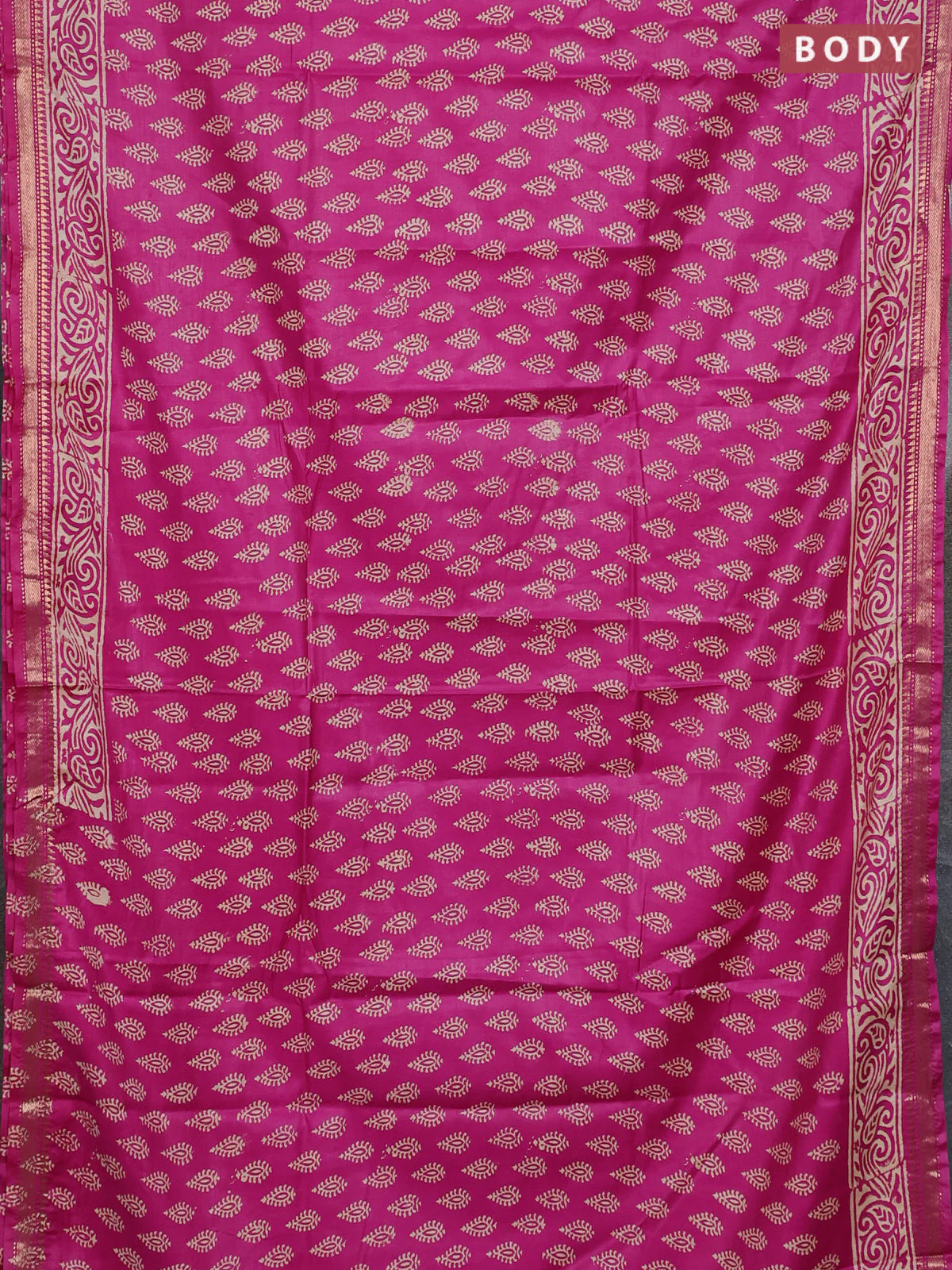 Semi bhagalpuri saree pink with allover prints and zari woven border - Image 2