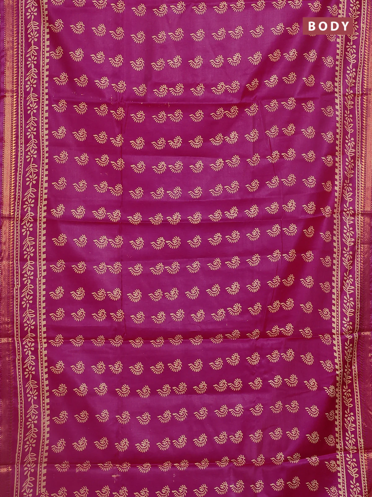 Semi bhagalpuri saree pink with allover prints and zari woven border - Image 2