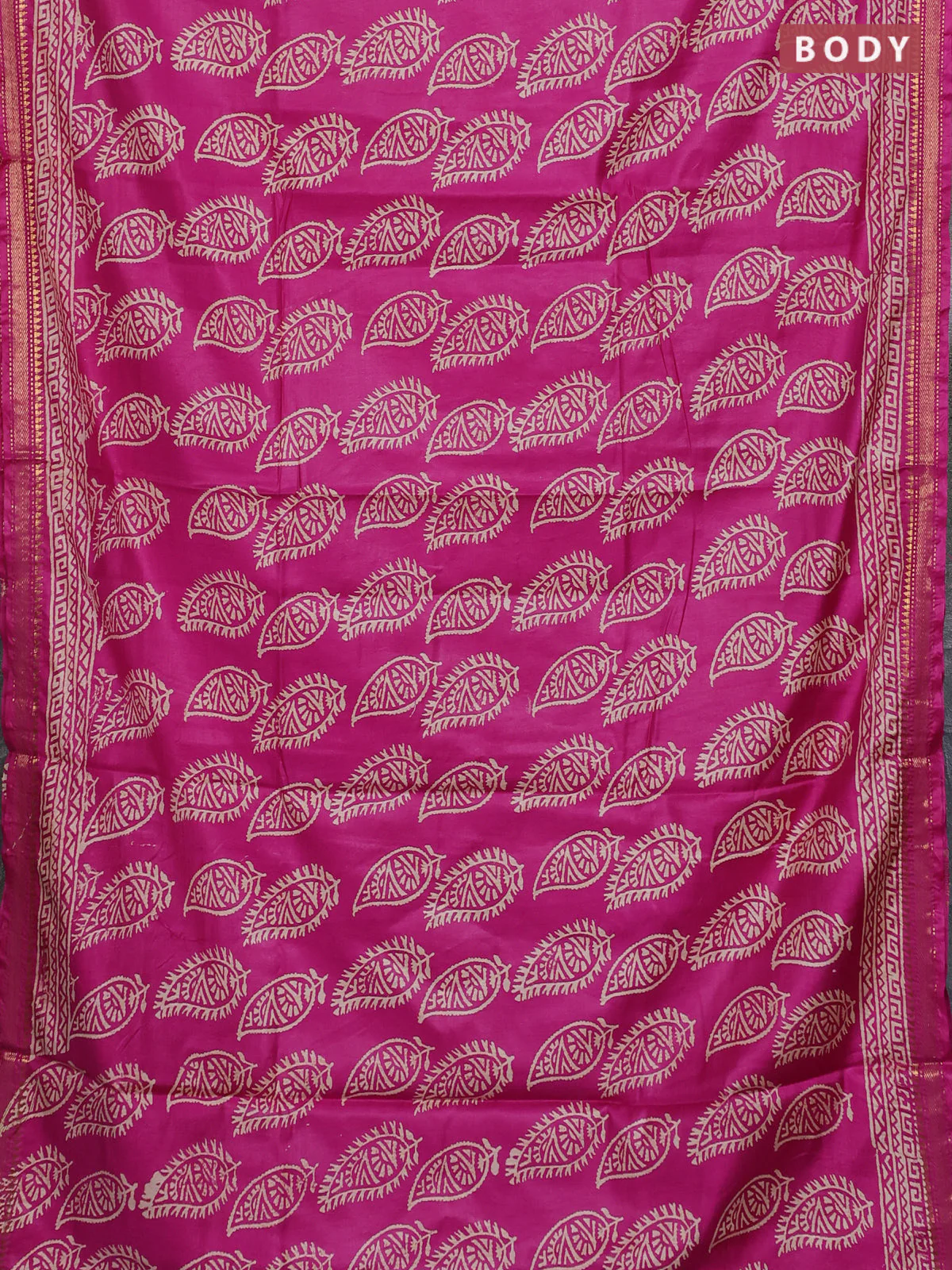 Semi bhagalpuri saree pink with allover prints and zari woven border - Image 2