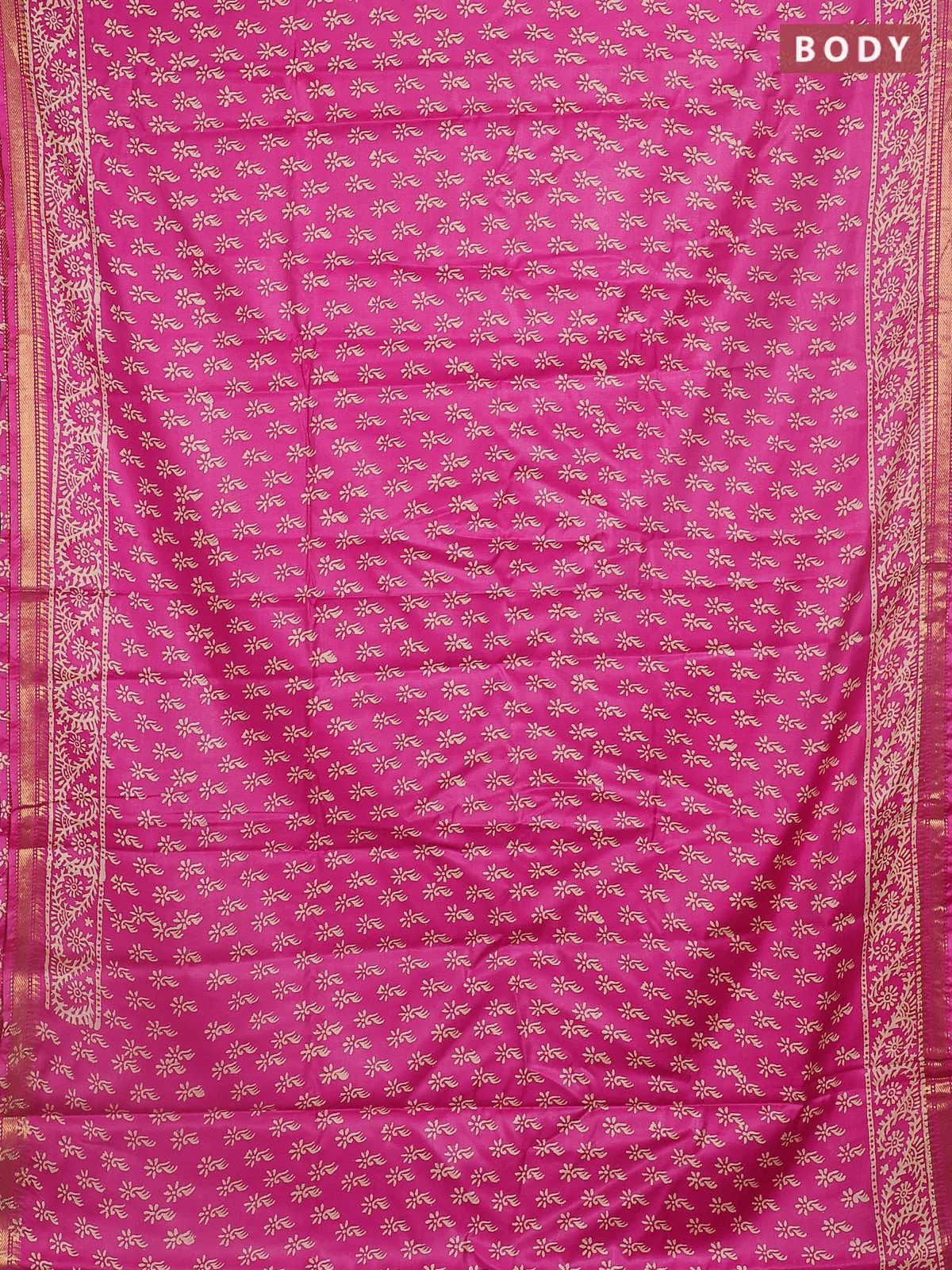 Semi bhagalpuri saree pink with allover prints and zari woven border - Image 2