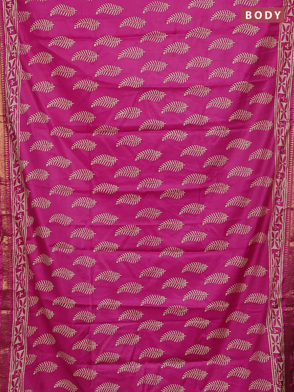 Semi bhagalpuri saree pink with allover prints and zari woven border - Image 2