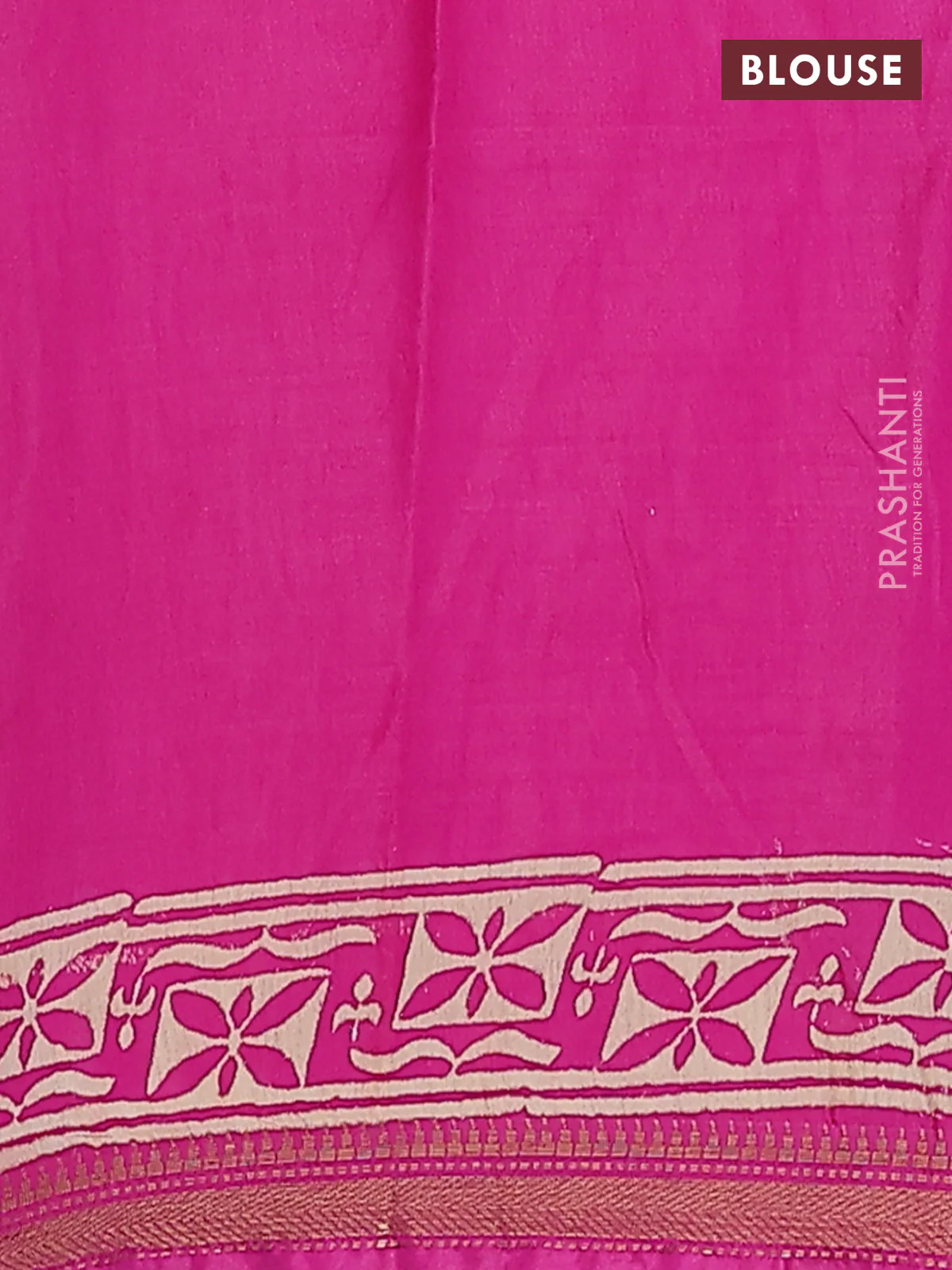 Semi bhagalpuri saree pink with allover prints and zari woven border - Image 4