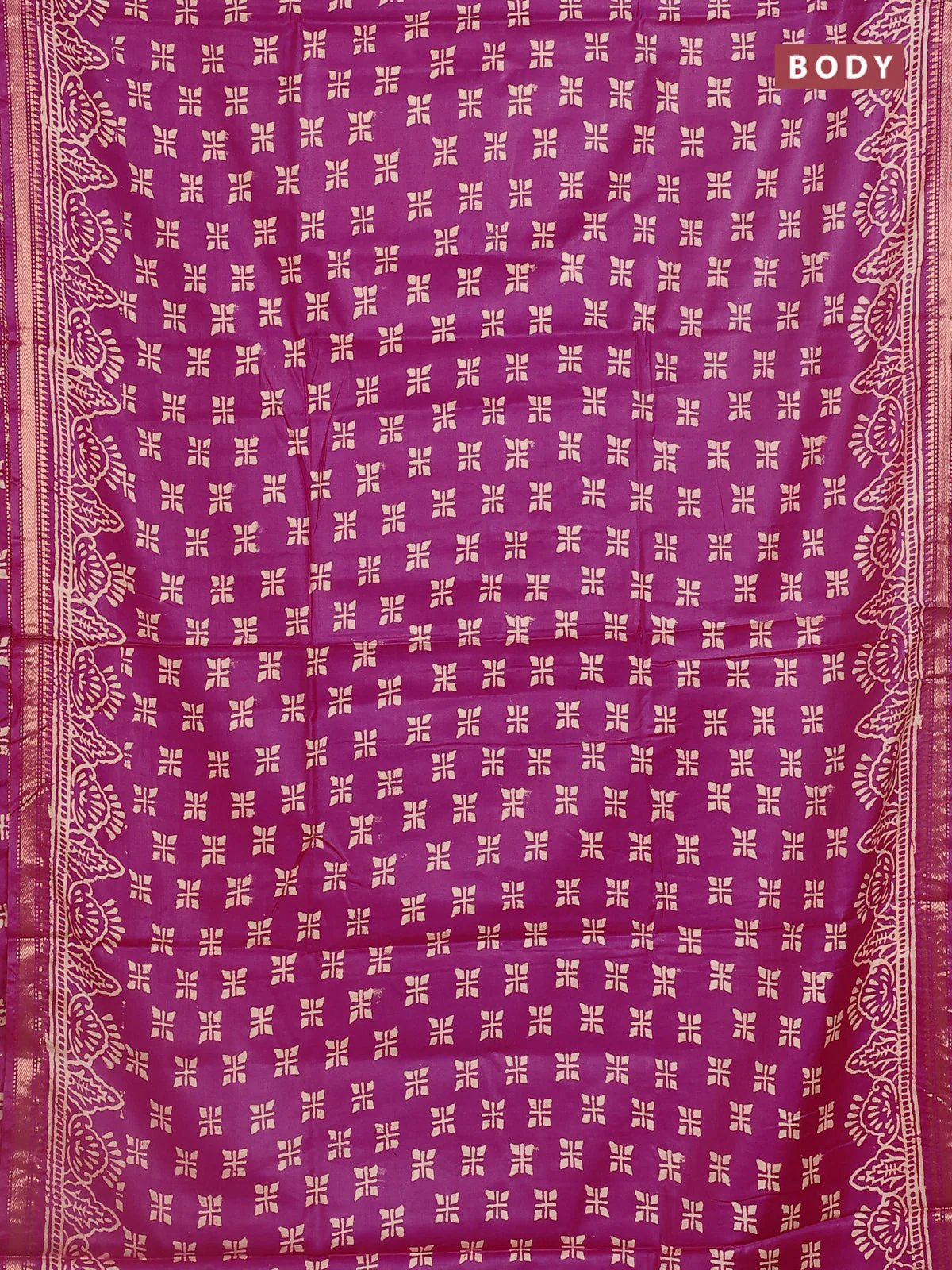 Semi bhagalpuri saree pink with allover prints and zari woven border - Image 2