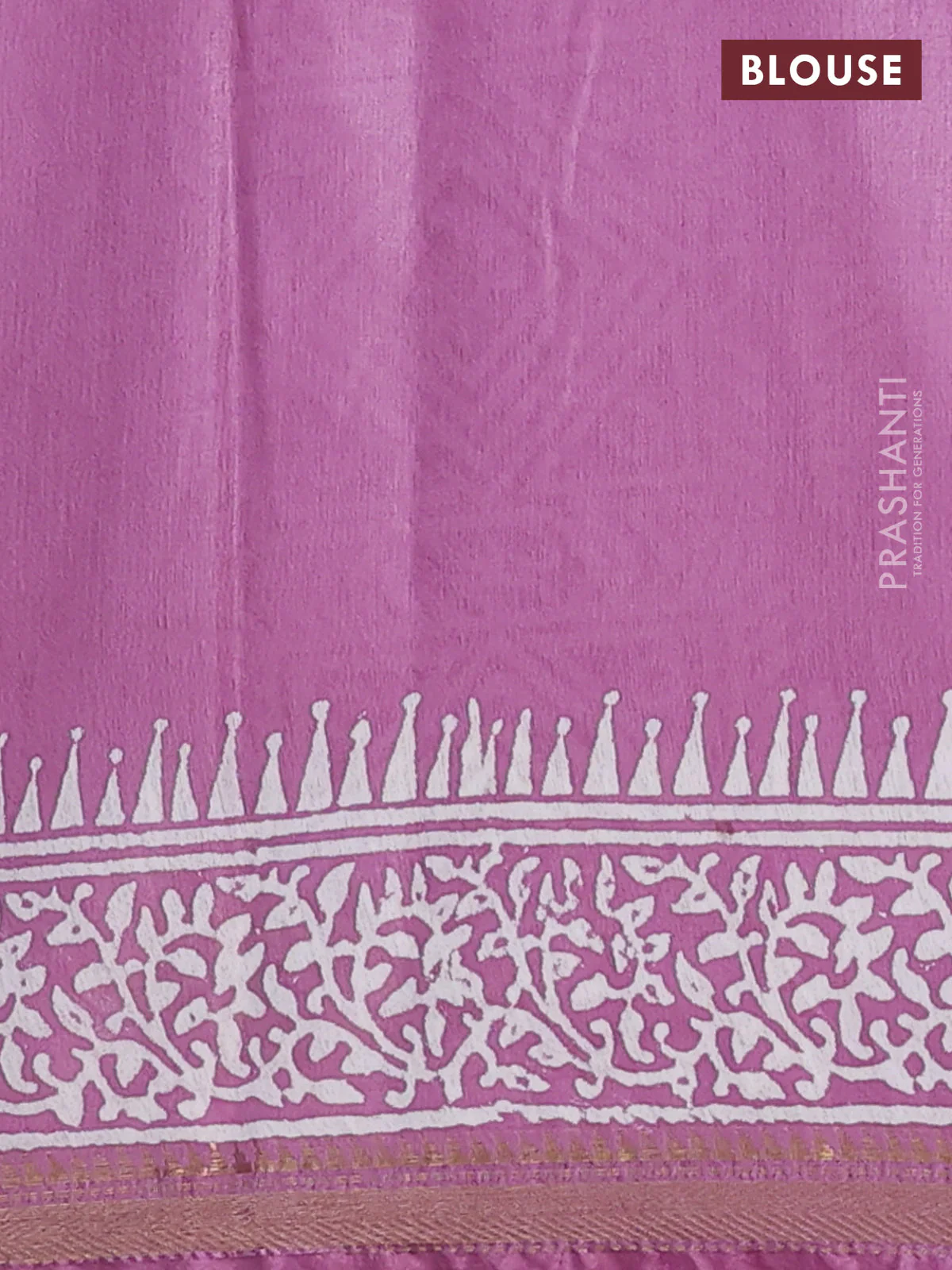 Semi bhagalpuri saree purple with allover prints and zari woven border - Image 4
