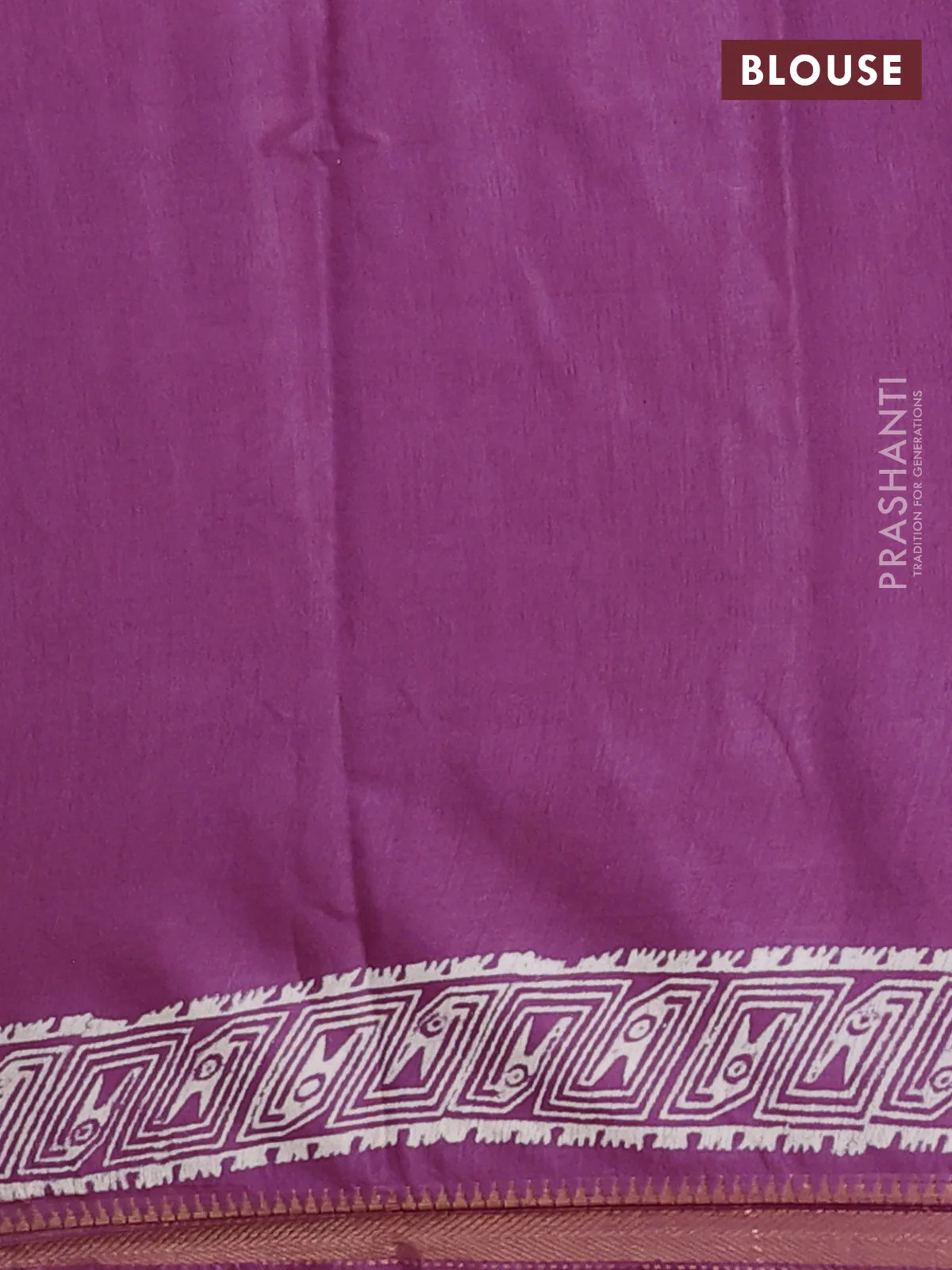 Semi bhagalpuri saree purple with allover prints and zari woven border - Image 4