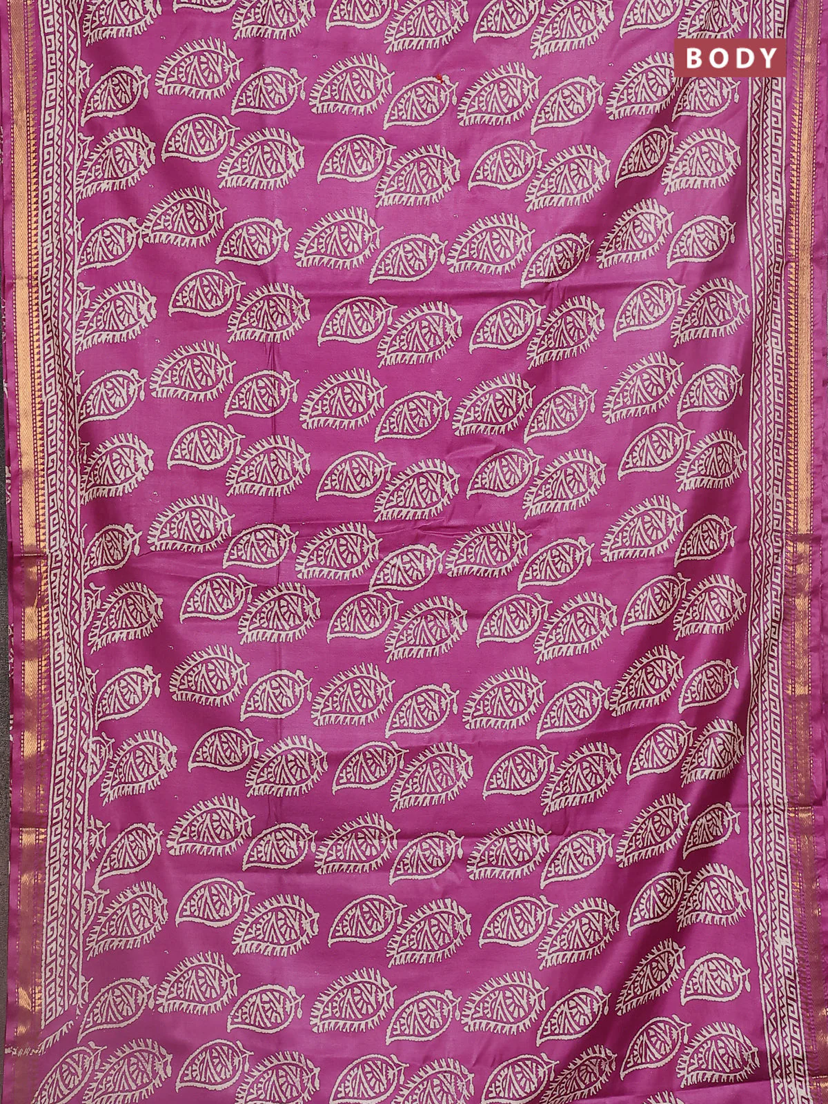 Semi bhagalpuri saree purple with allover prints and zari woven border - Image 2
