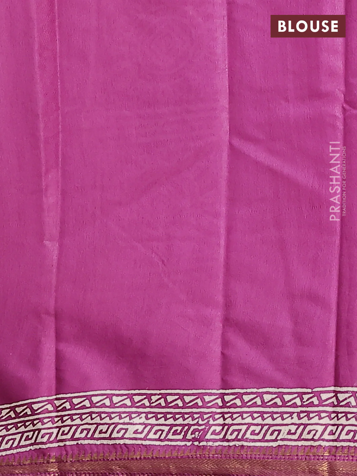 Semi bhagalpuri saree purple with allover prints and zari woven border - Image 4